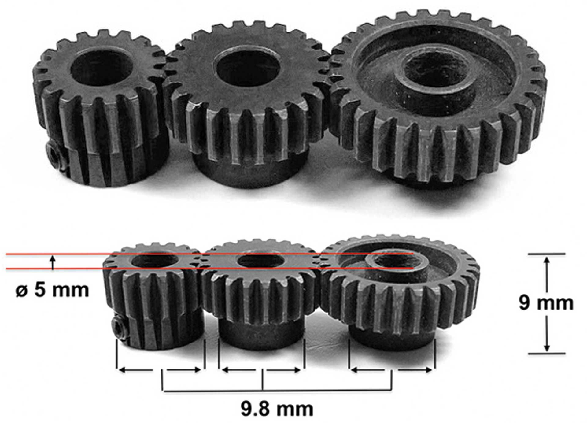 ABSIMA Motorritzel 17 Zähne / Modul 0.6 / 5mm Bohrung / Stahl