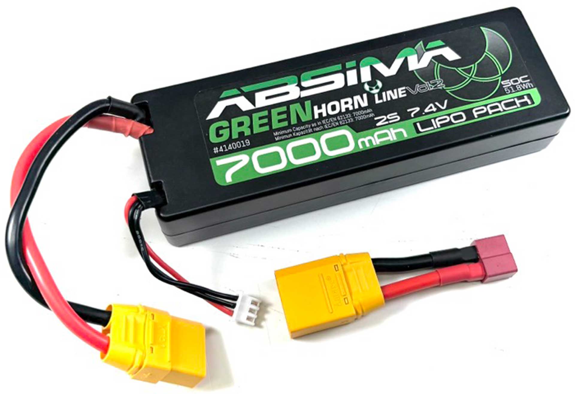 ABSIMA Greenhorn Vol.2 LiPo 2S 7,4V-50C 7000mah Hardcase (XT90/T-Plug)