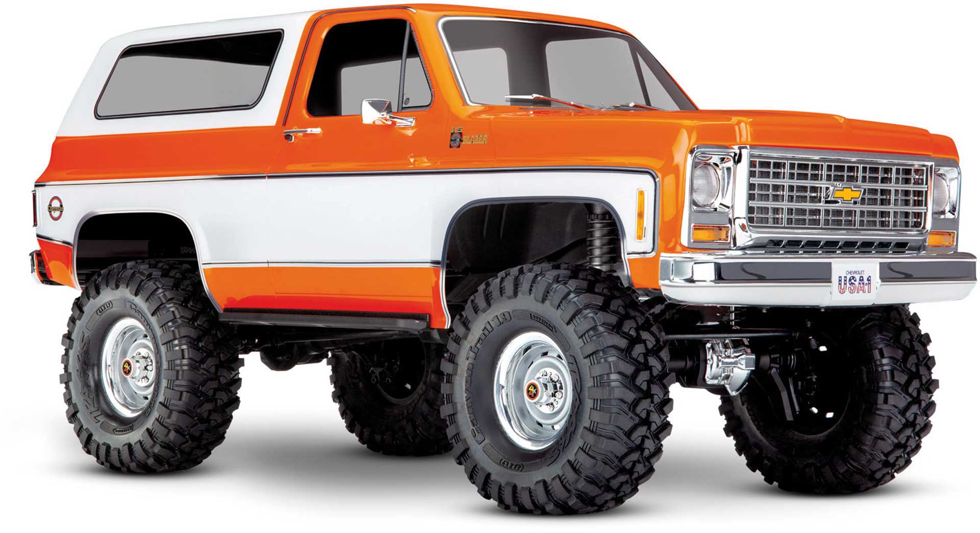 TRAXXAS TRX-4 79 Chevy Blazer orange/weiß 1/10 Crawler RTR Brushed, Clipless, ohne Akku und Ladegerät