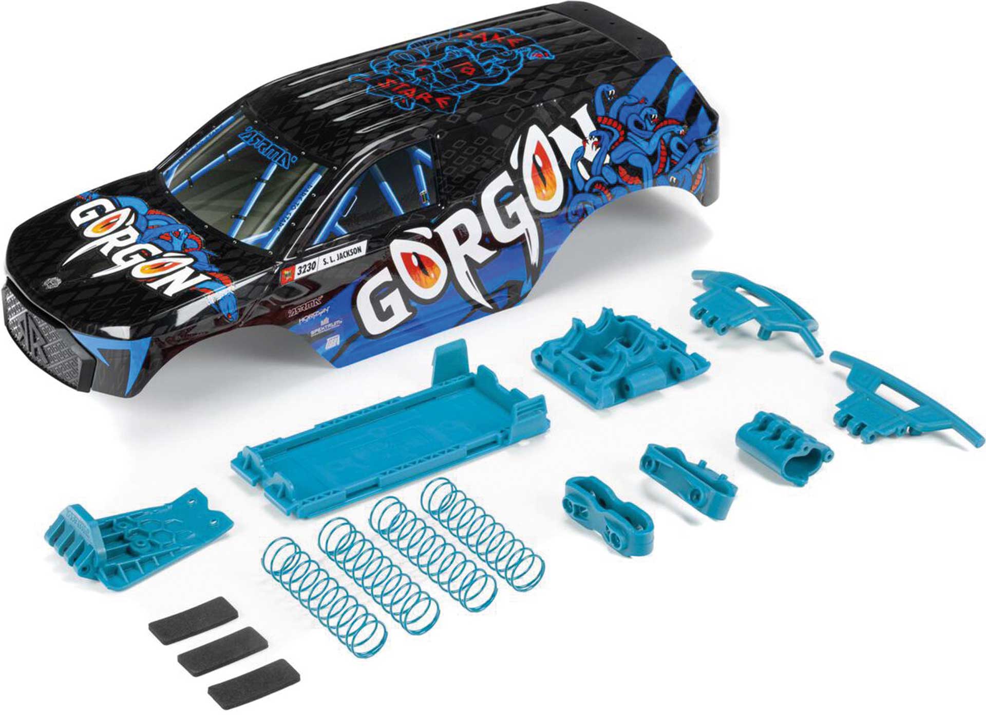 ARRMA GORGON body set with painted decals, Blue