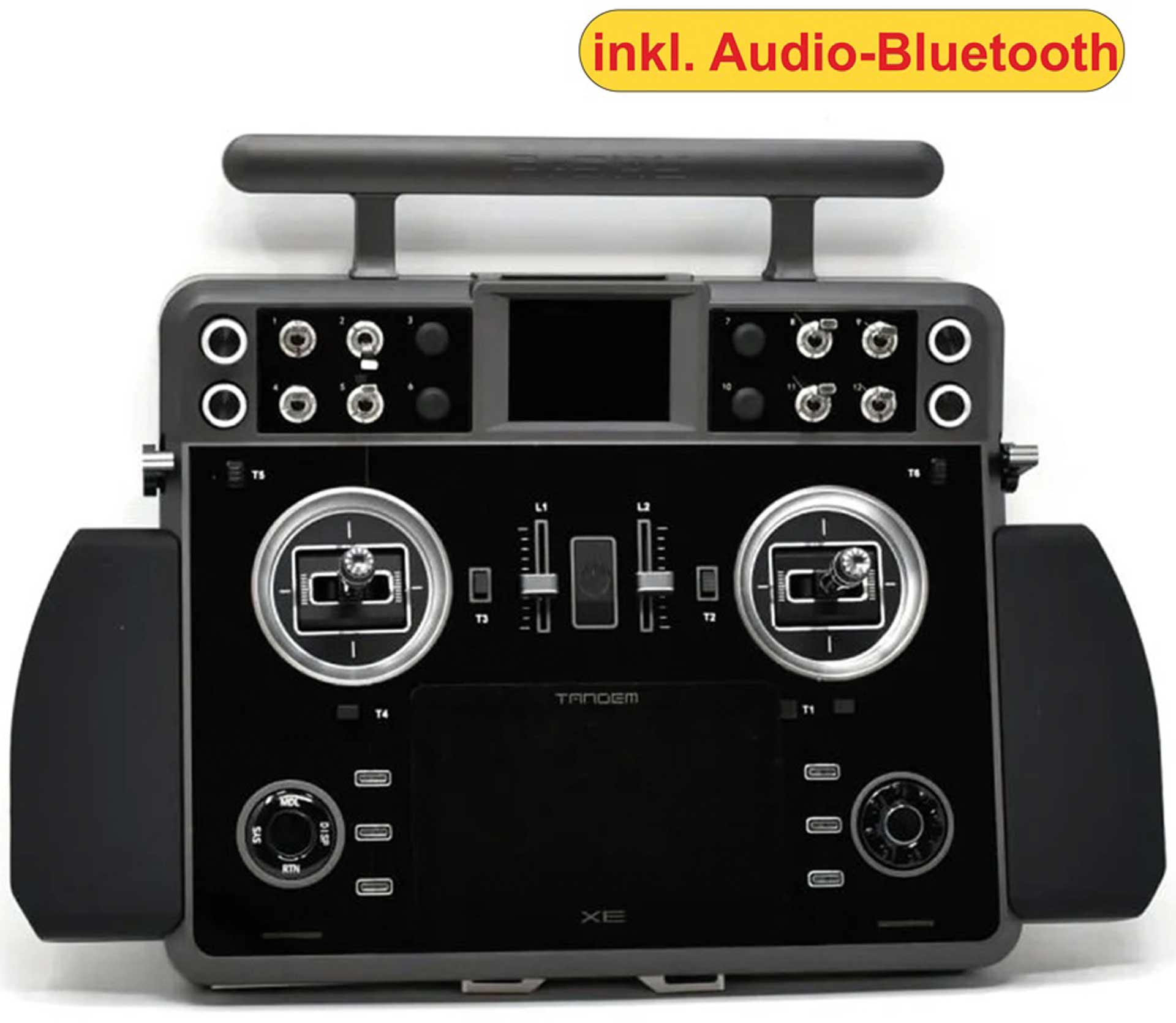 FrSky TANDEM XE EU/LBT Glossy black panel FrSky Senderset 2,4Ghz Akku, Softcase + Audio-Bluetooth