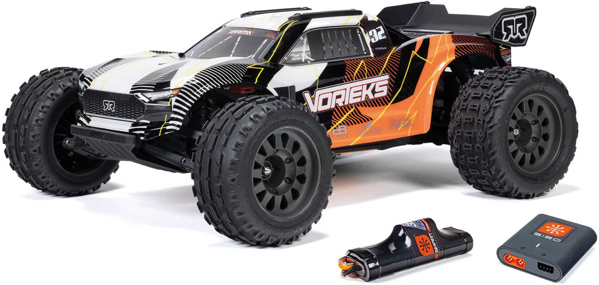 ARRMA VORTEKS MEGA 550 2WD Stadium Truck RTR mit Akku und Ladegerät Orange 1/10