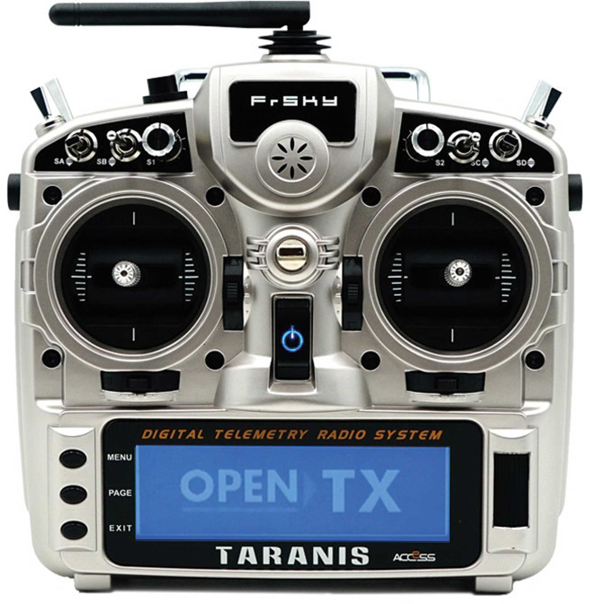 TARANIS X9D plus 2019 EU/LBT FrSky Set émetteur Silver 2,4Ghz avec carte SD, sans accu