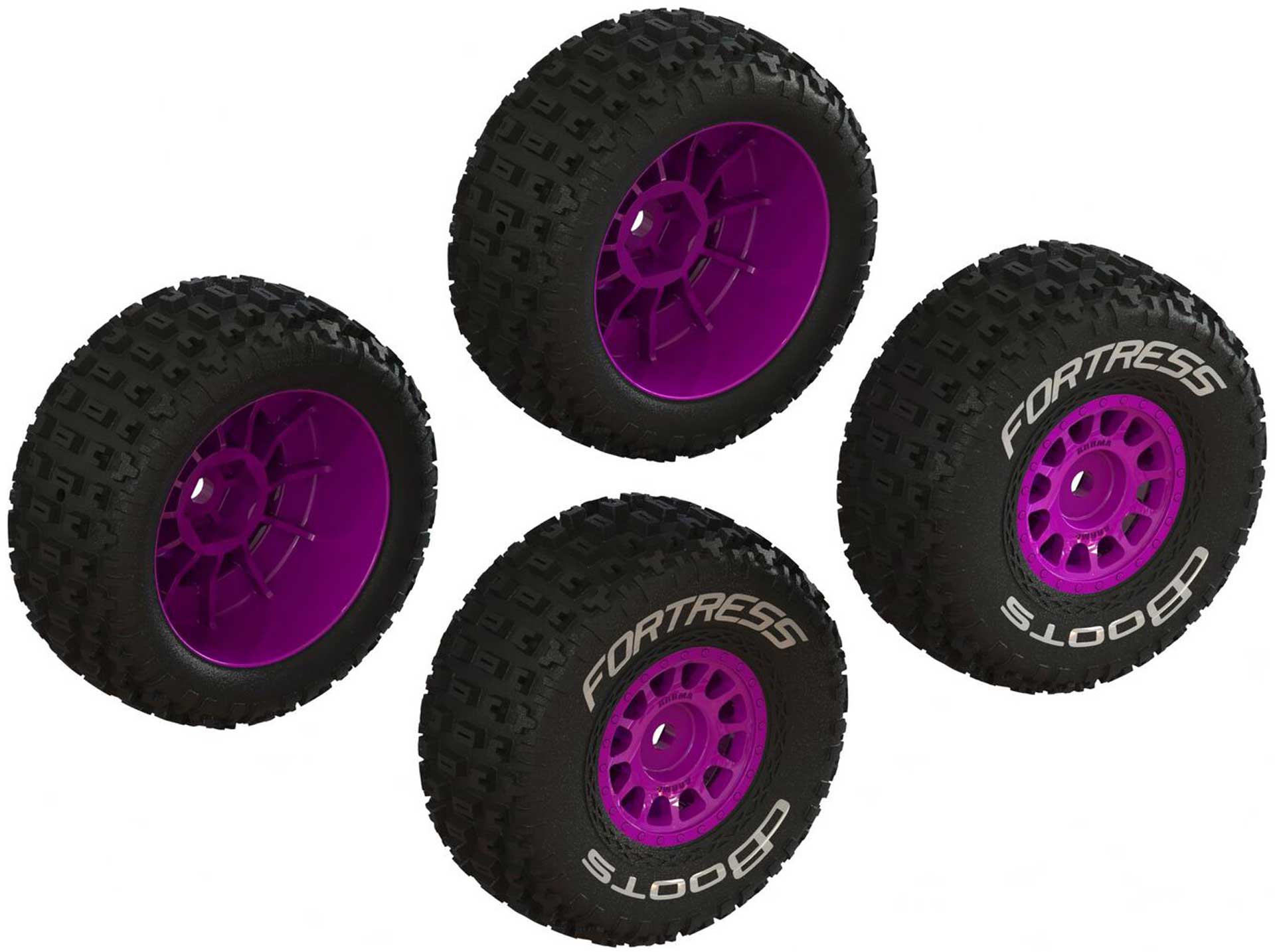 ARRMA dBoots 'FORTRESS' Glued Tire Set, Purple (2 Pairs)