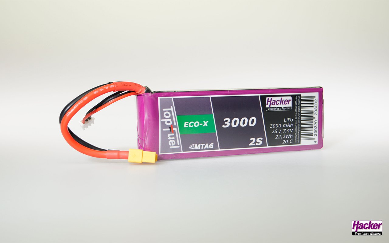 HACKER TopFuel LiPo 20C ECO-X 3000mah 2S 7,4V MTAG XT-60