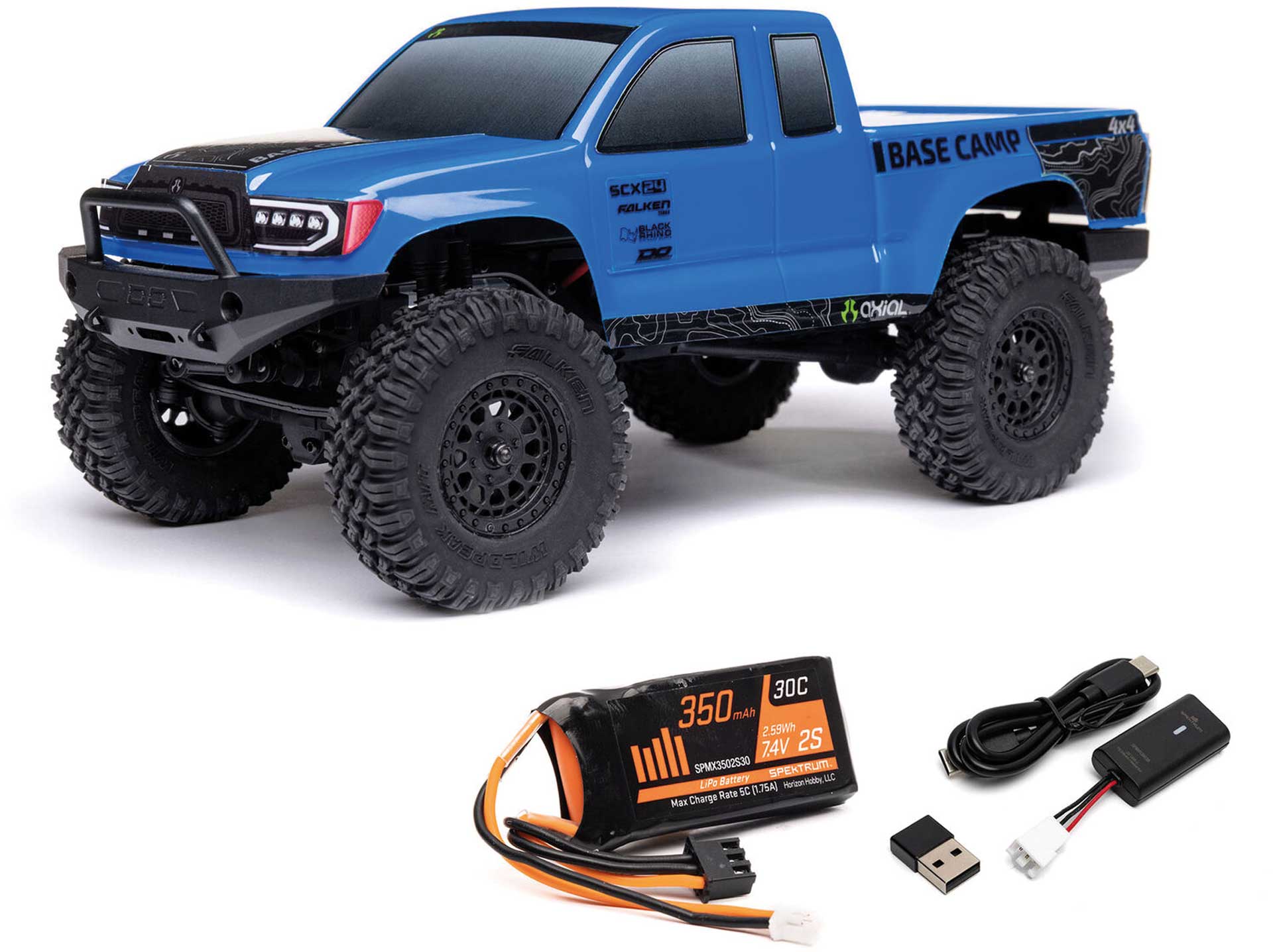 AXIAL SCX24 Base Camp 4x4 1/24 Rock Crawler Brushed RTR - Blau