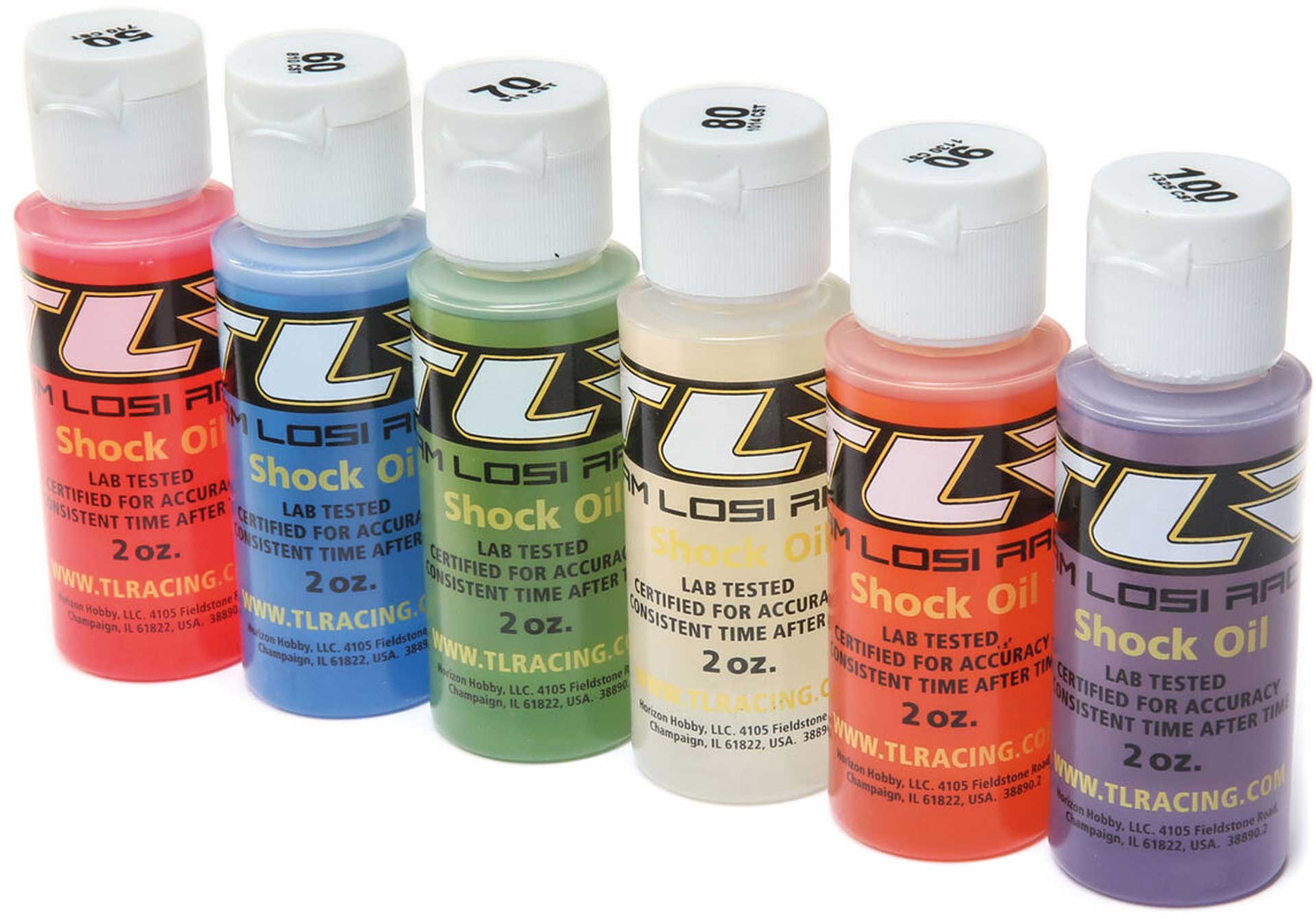 LOSI SHOCK OIL 6PK, 50,60,70,80,90,100, 2OZ