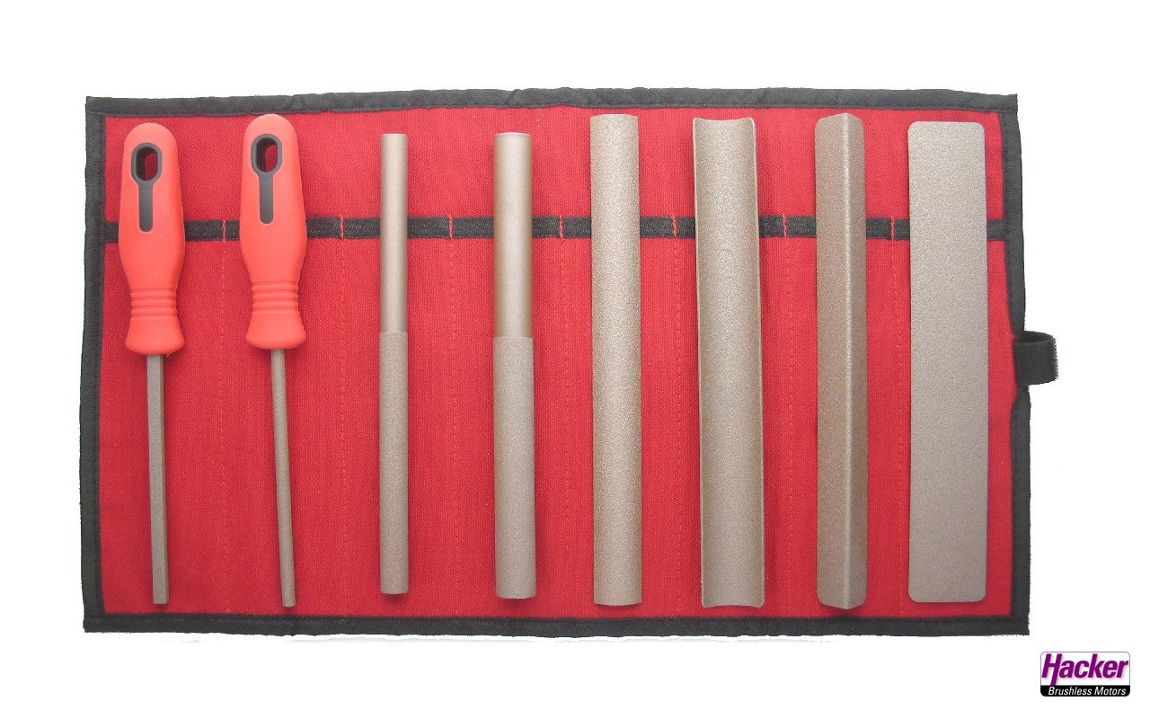 PERMA GRIT 8-piece hand file set in Velcro roll Fine grit case