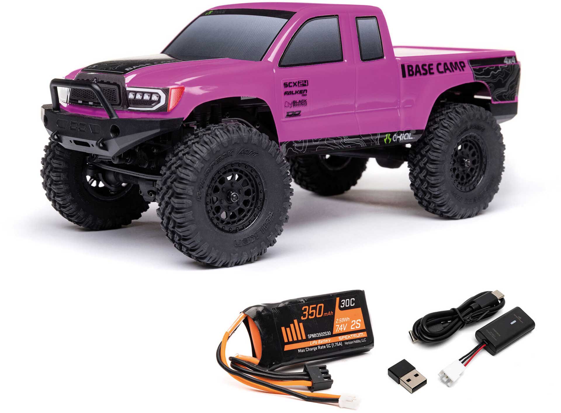 AXIAL SCX24 Base Camp 4x4 1/24 Rock Crawler Brushed RTR - Pink