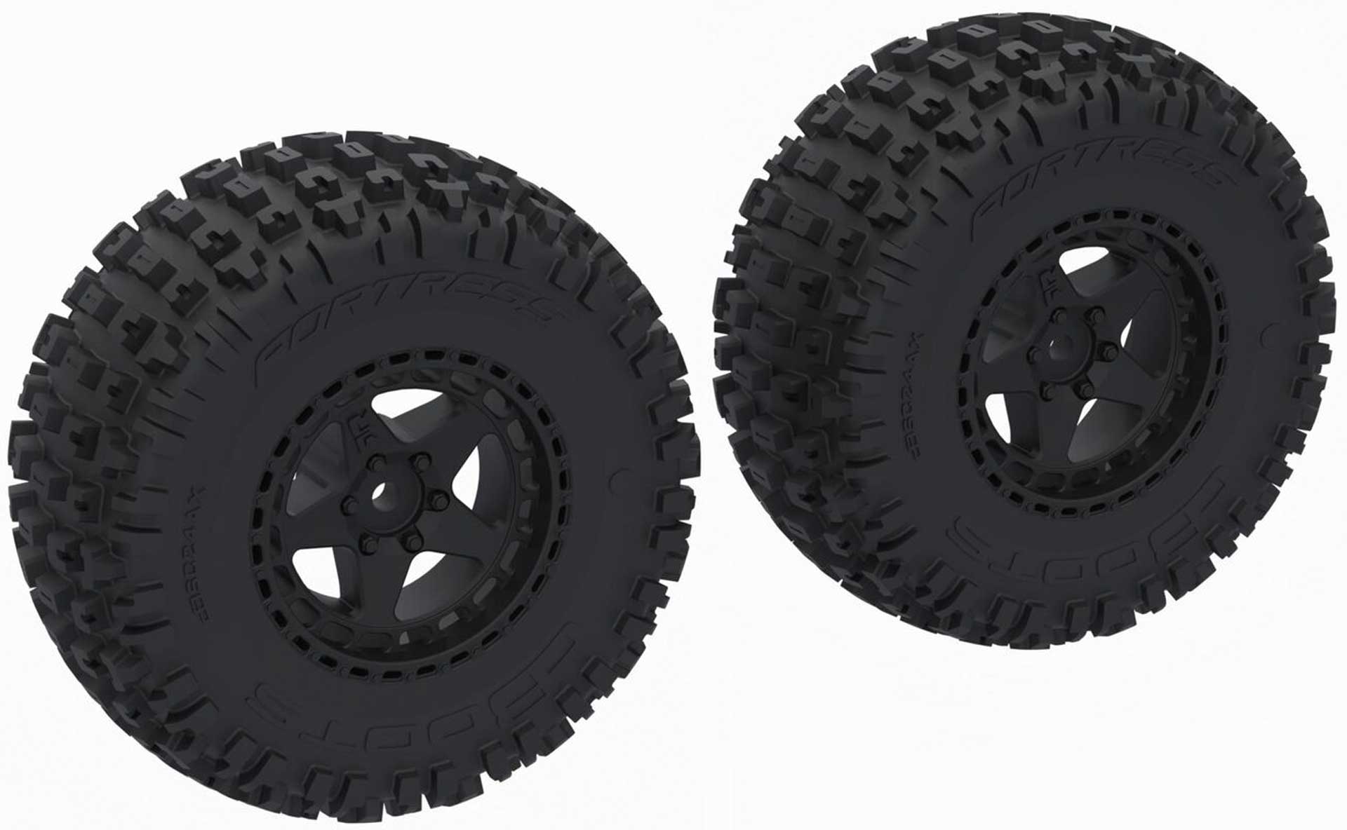 ARRMA DBOOTS 'FORTRESS SC' Tire Set Glued Black (2)