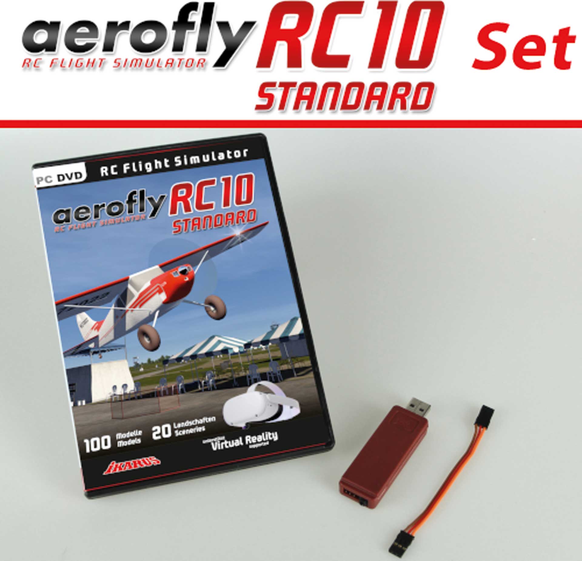 IKARUS Set: Aerofly RC10 "STANDARD" auf DVD mit USB-Interface für Graupner/HoTT