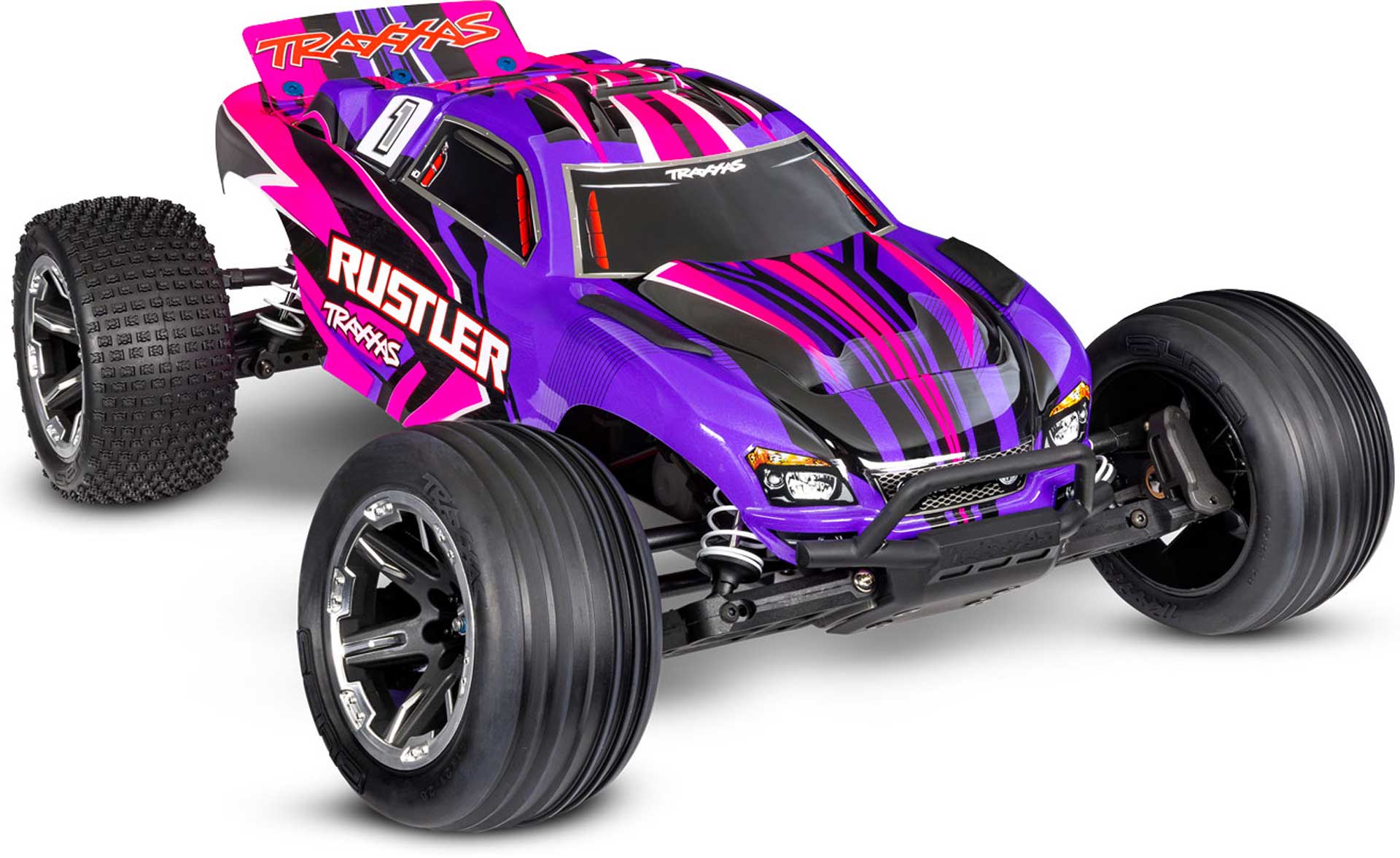 TRAXXAS RUSTLER PINK 1/10 2WD STADIUM-TRUCK RTR BRUSHED, HD, WITH BATTERY AND 4AMPER USB