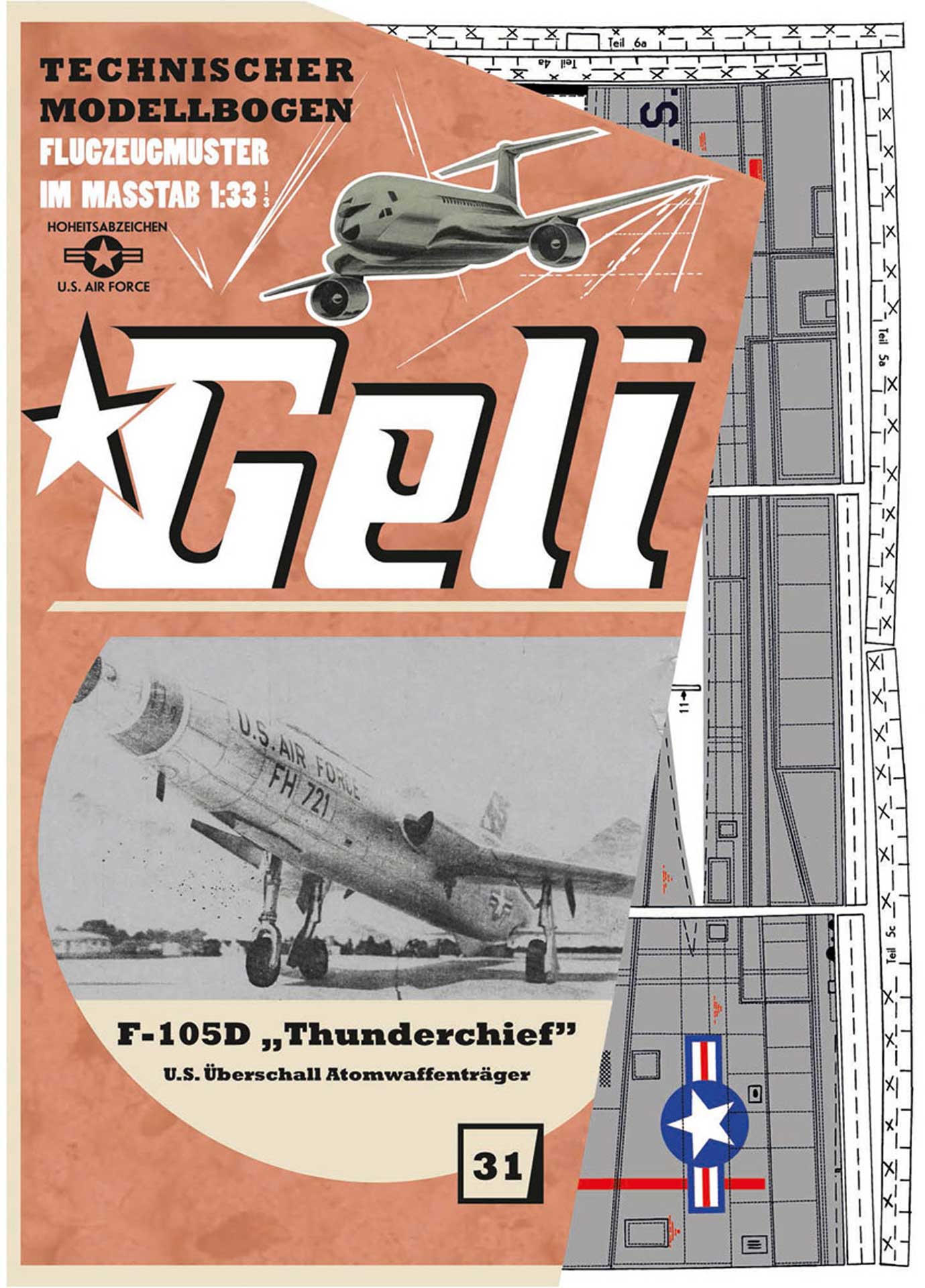 GELI F-105D Thunderchief Cardboard Model