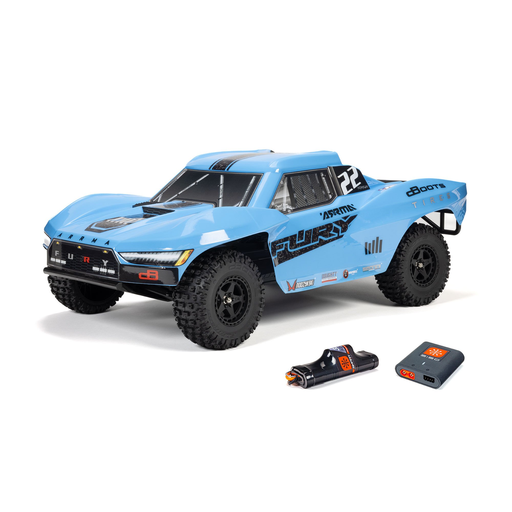 ARRMA FURY MEGA 550 1/10 2WD Short Course Truck RTR mit Akku & Ladegerät, Blau