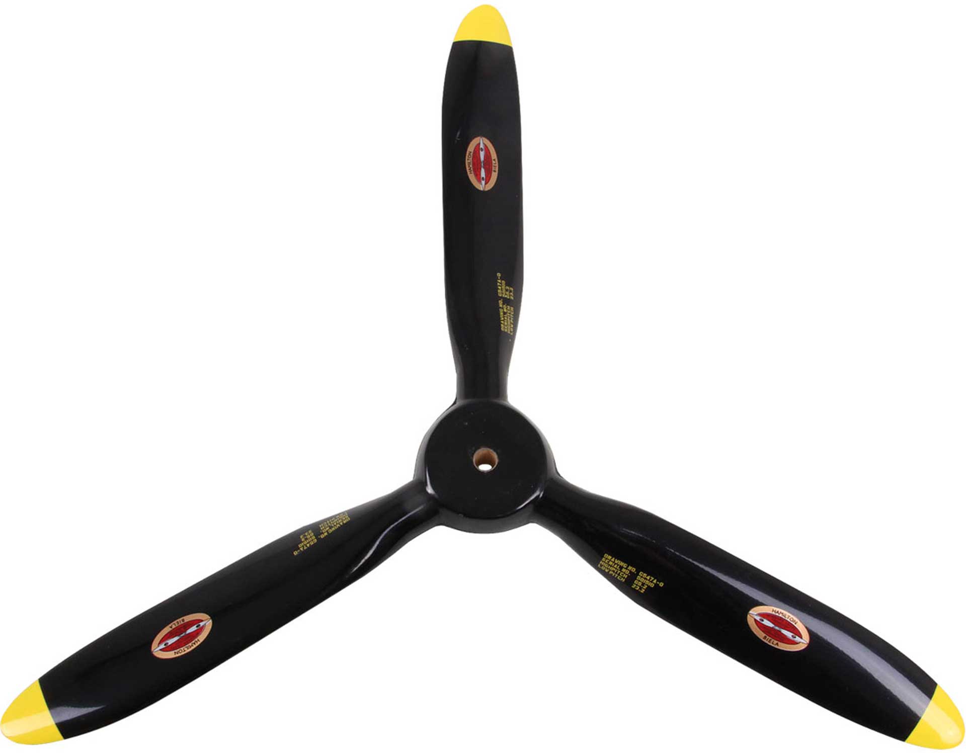 BIELA CARBON PROPELLER 3-BLADE 14/10 SEMI SCALE BLACK WITH ROUNDED YELLOW BLA