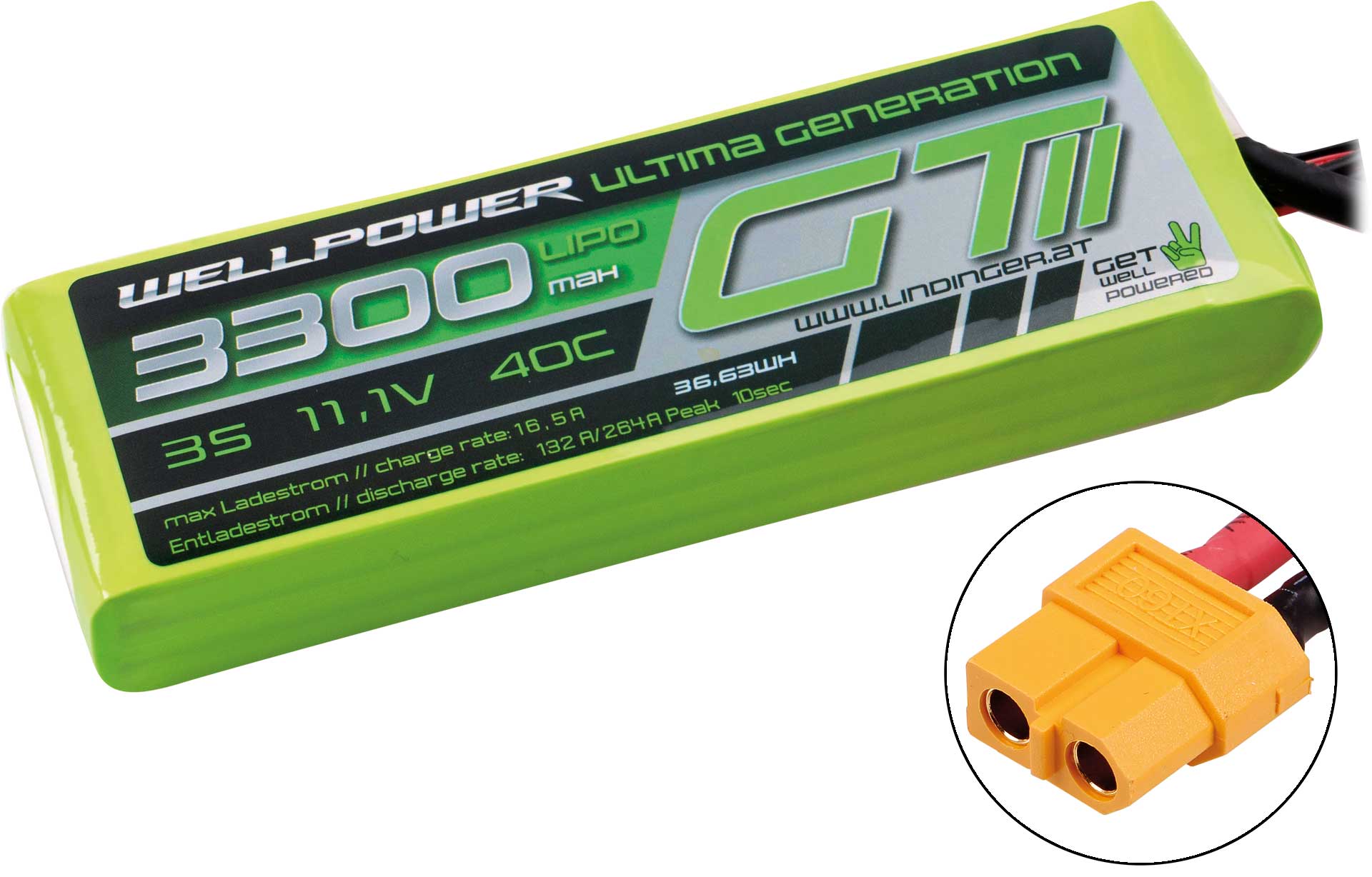 WELLPOWER LIPO AKKU ULTIMA GT II 3300 MAH / 11,1 Volt 3S 40/80C CH5/8 XT-60