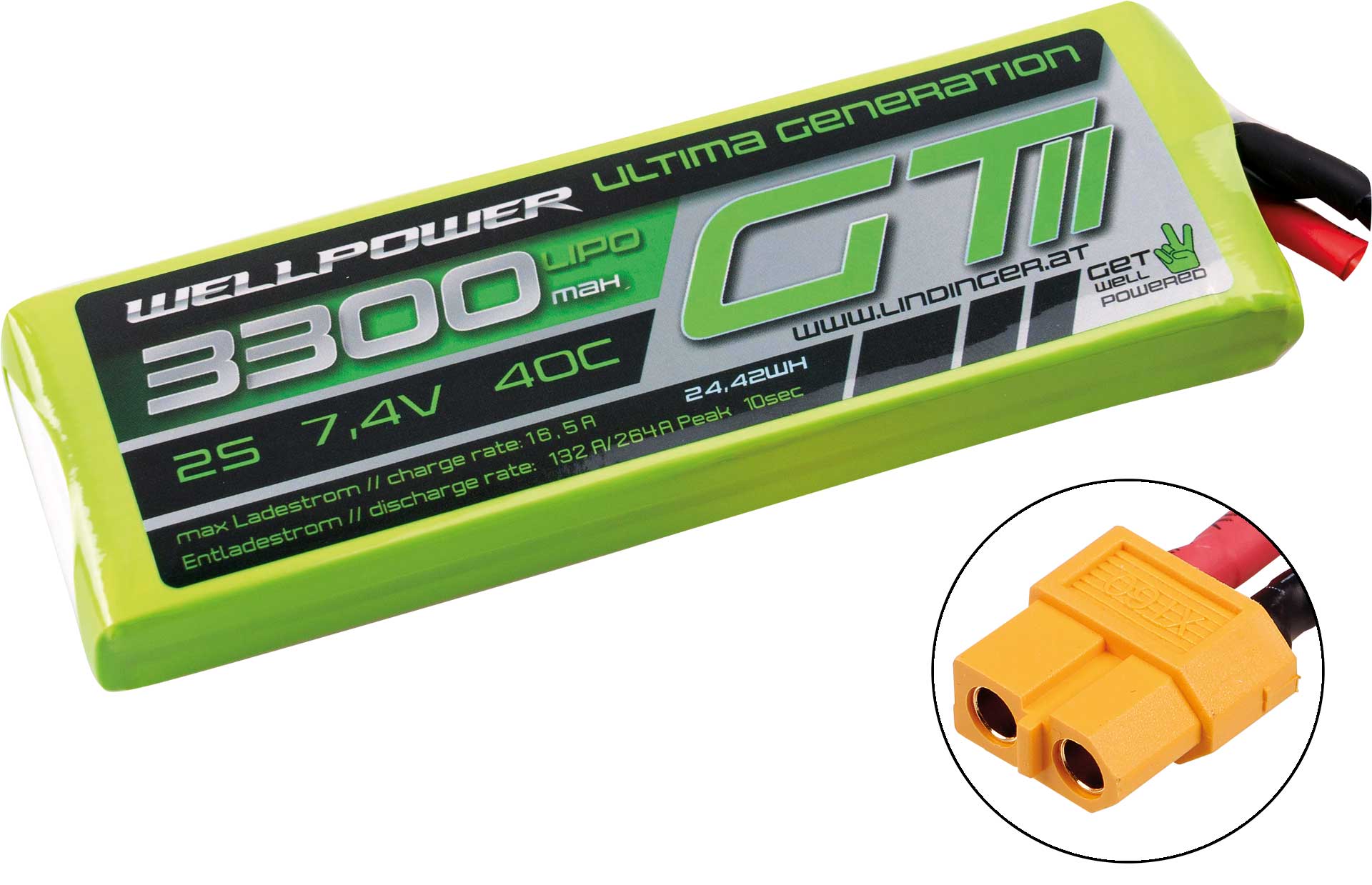 WELLPOWER LIPO AKKU ULTIMA GT II 3300 mAh / 7,4 Volt 2S 40/80C CH5/8 XT-60