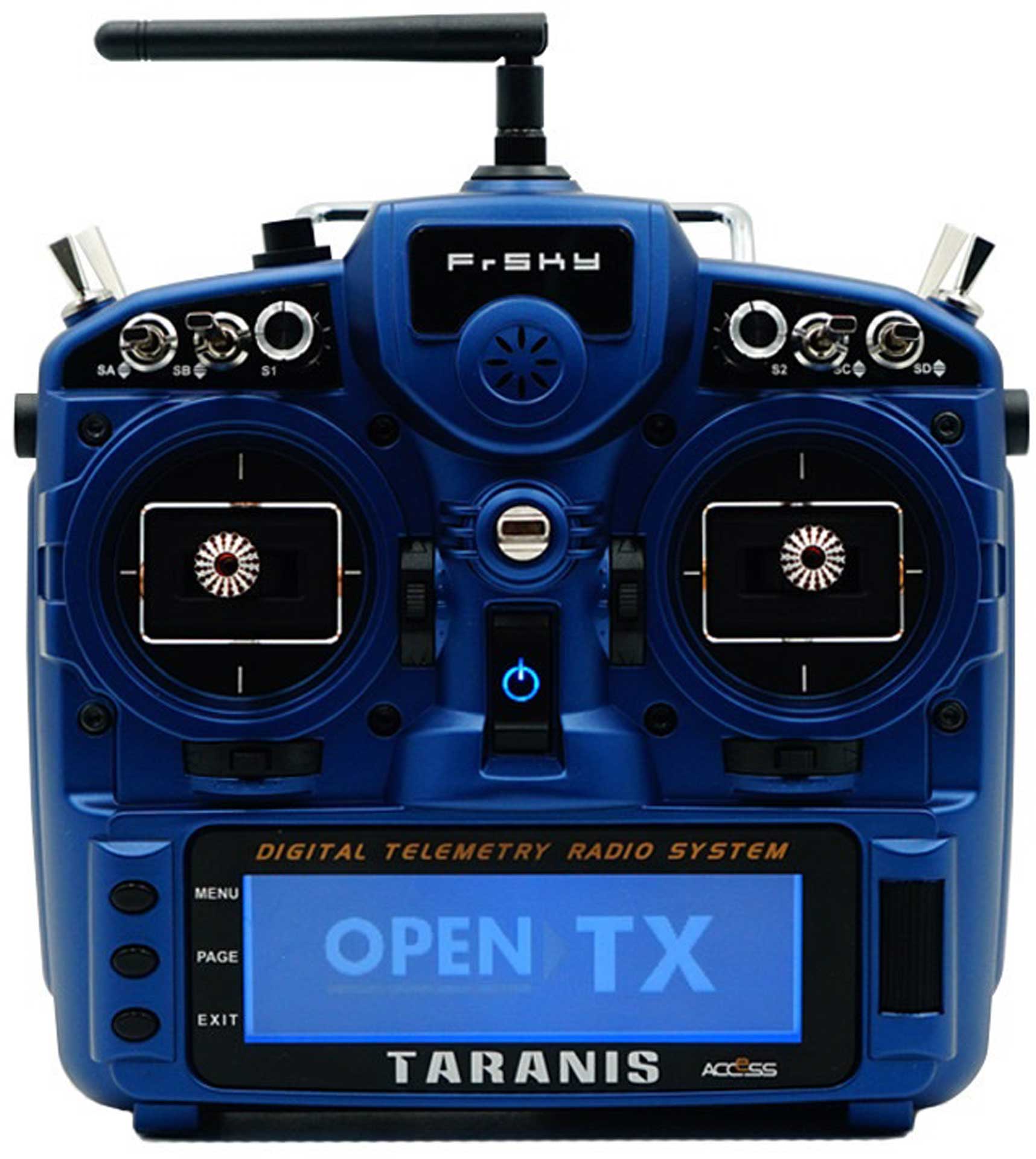 TARANIS X9D plus 2019 SE EU/LBT FrSky Set émetteur Night Blue avec carte SD et sac EVA, sans accu 2,4Ghz