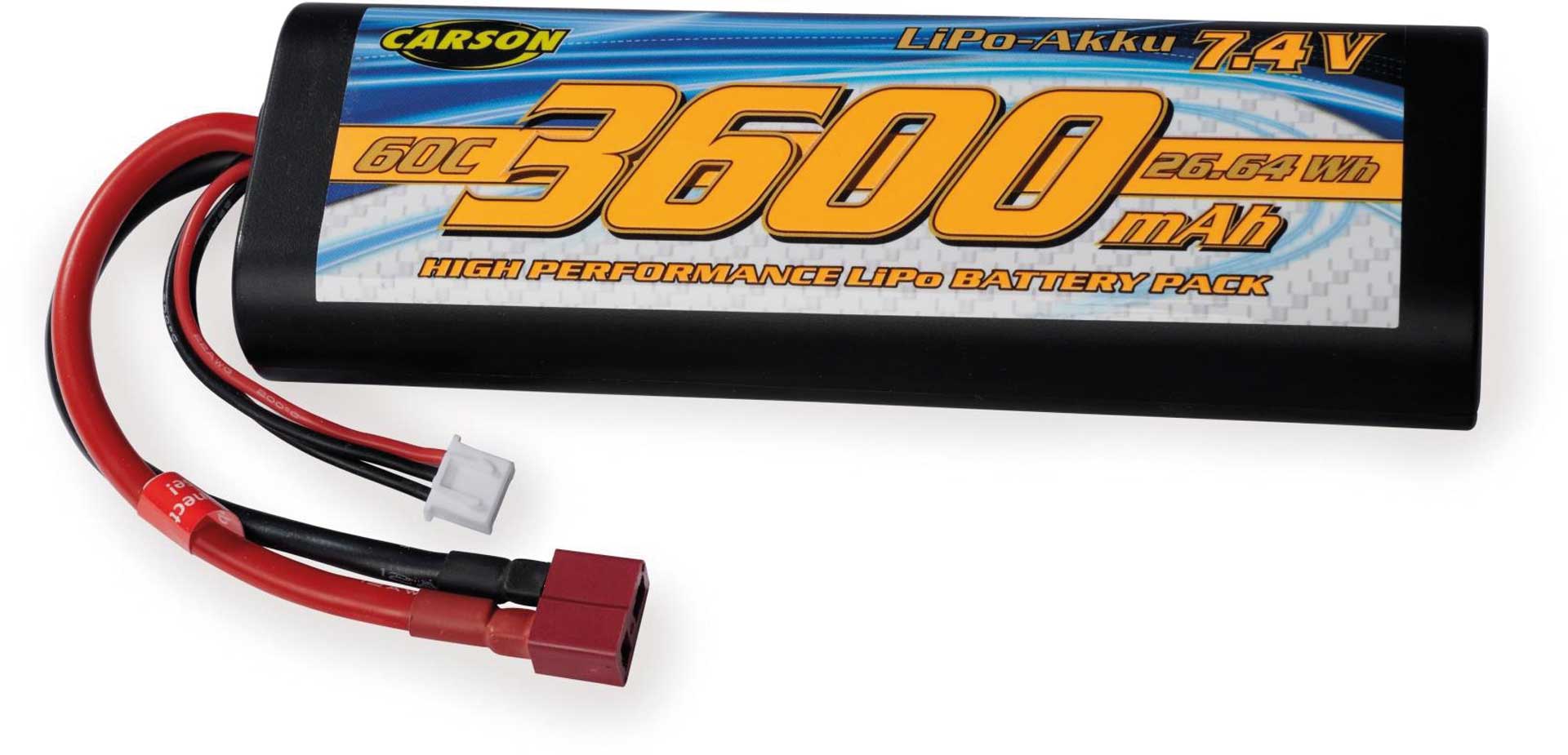 CARSON 7,4V/3600mAh 60C LiPo Ra.Akku T-Pl. HC R