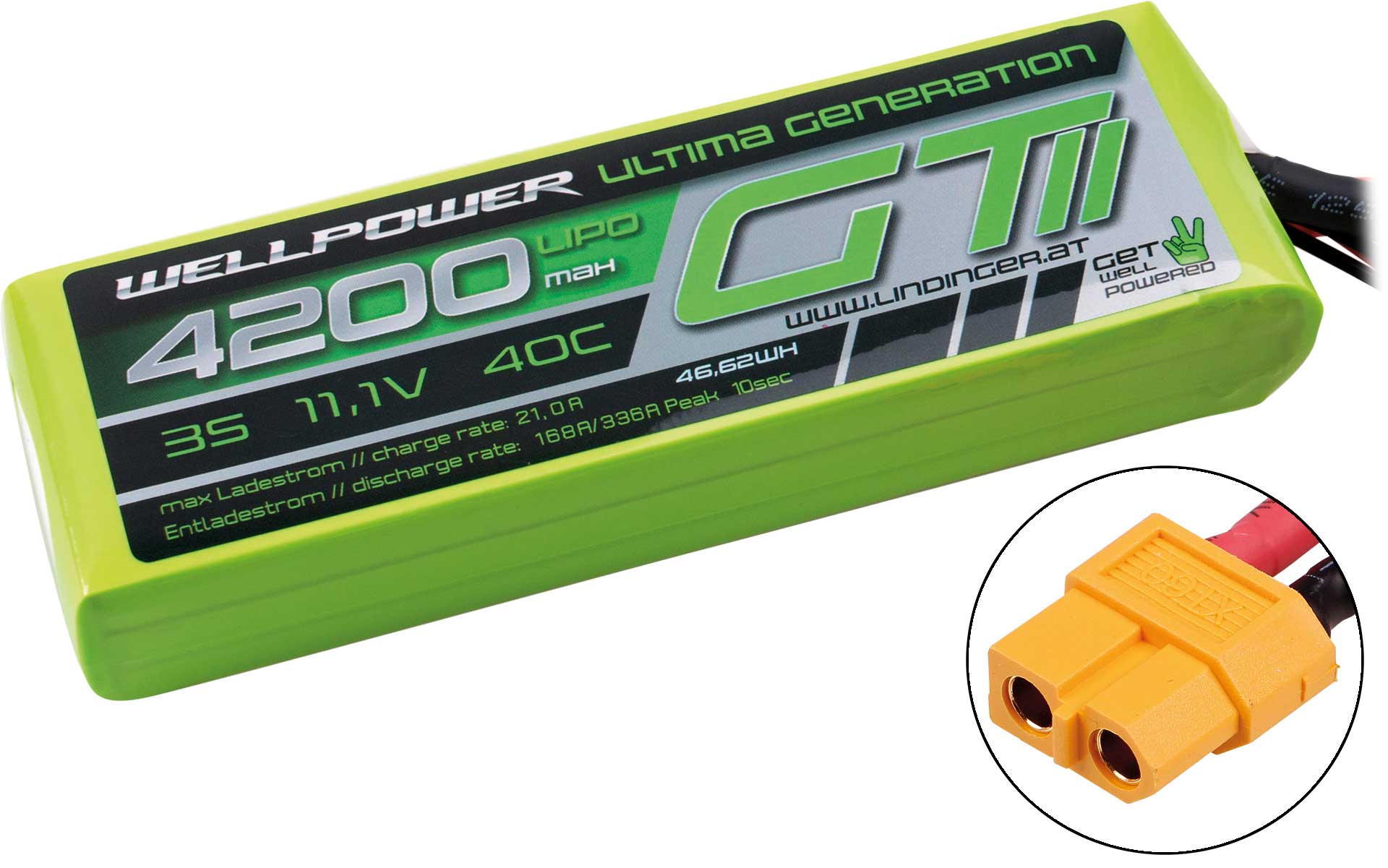 WELLPOWER LIPO AKKU ULTIMA GT II 4200 MAH / 11,1 Volt 3S 40/80C CH5/8 XT-60