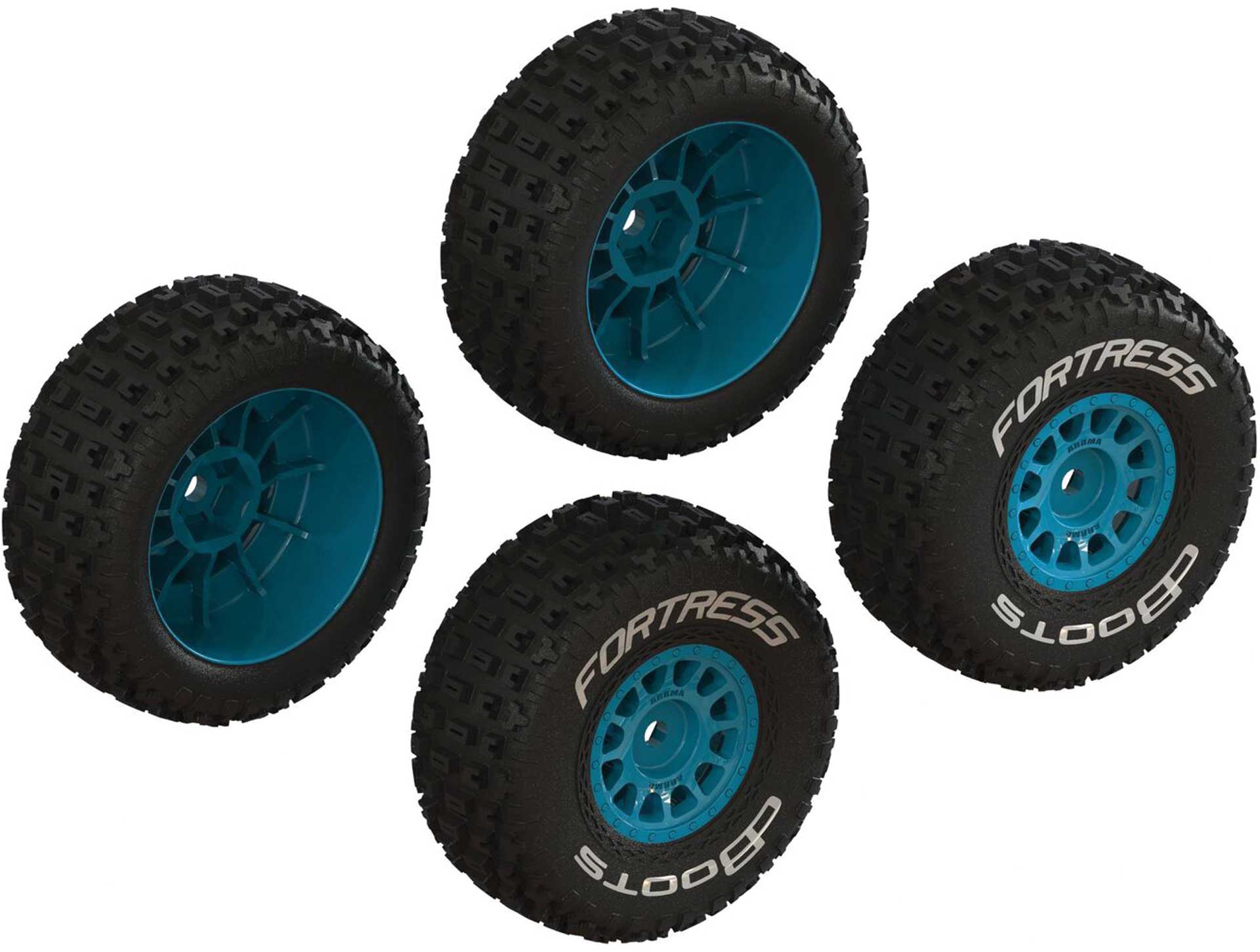 ARRMA dBoots 'FORTRESS' Glued Tire Set, Blue (2 Pairs)