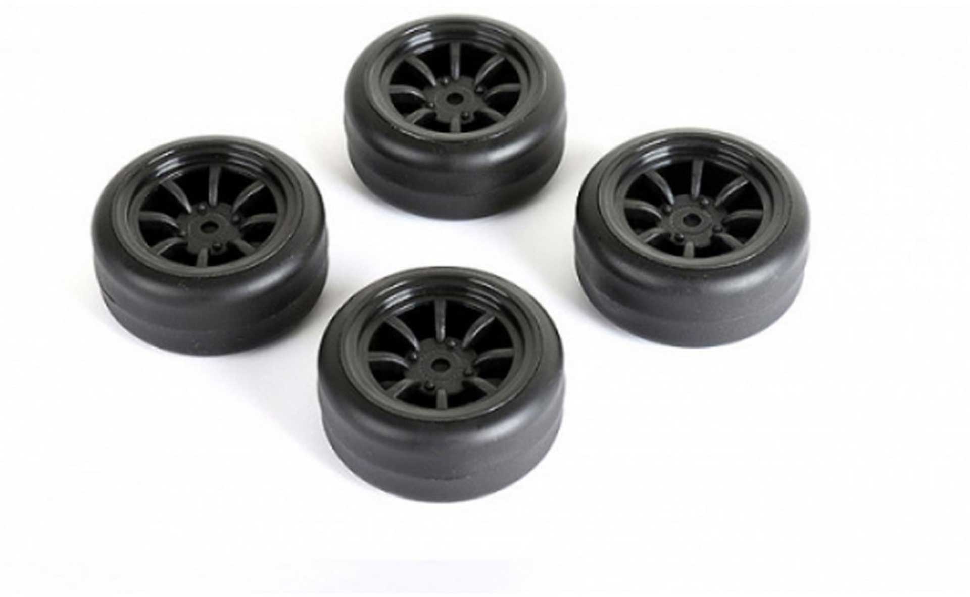 CARTEN M-Drift Tires+Wheels 8 Spoke Black +1mm (4PCS)