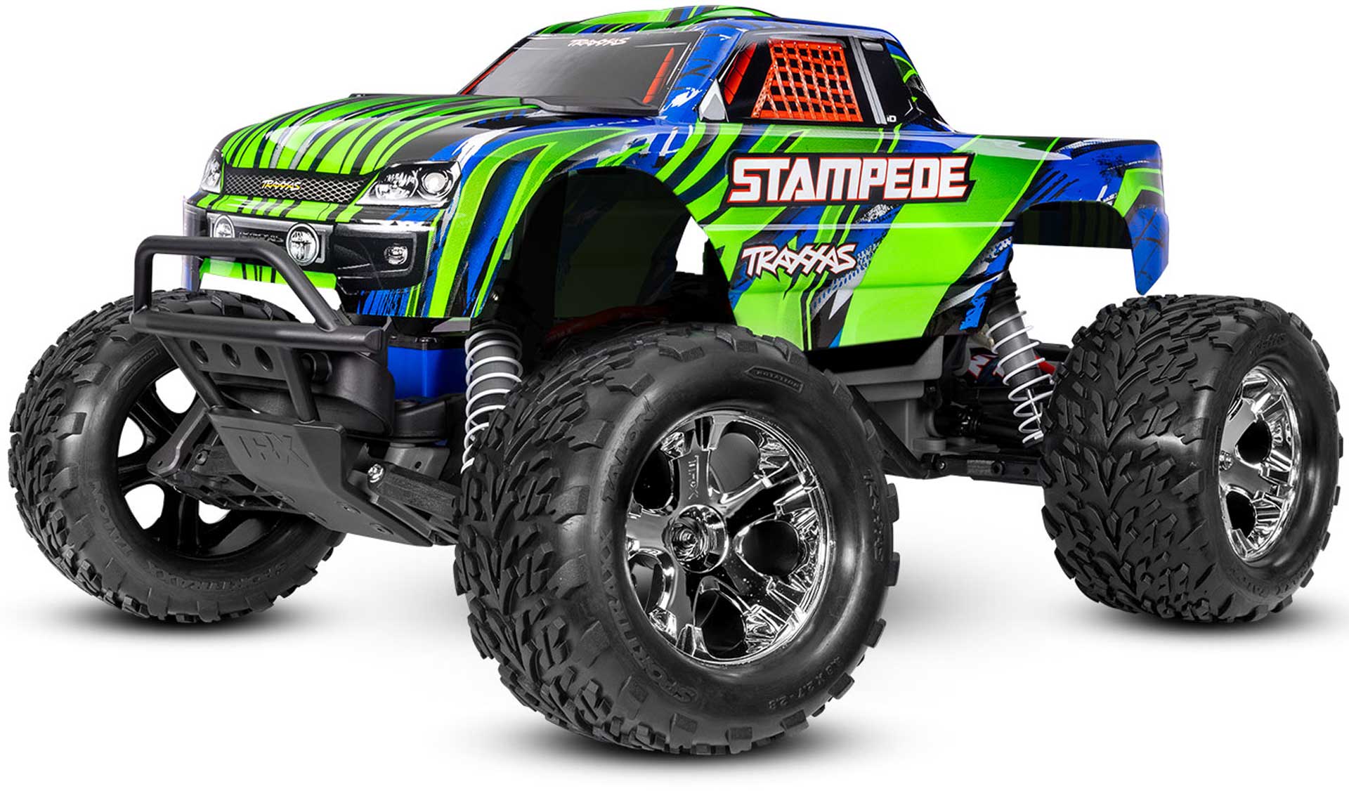 TRAXXAS STAMPEDE GREEN 1/10 2WD MONSTER-TRUCK RTR BRUSHED, HD, WITH BATTERY AND 4AMPER