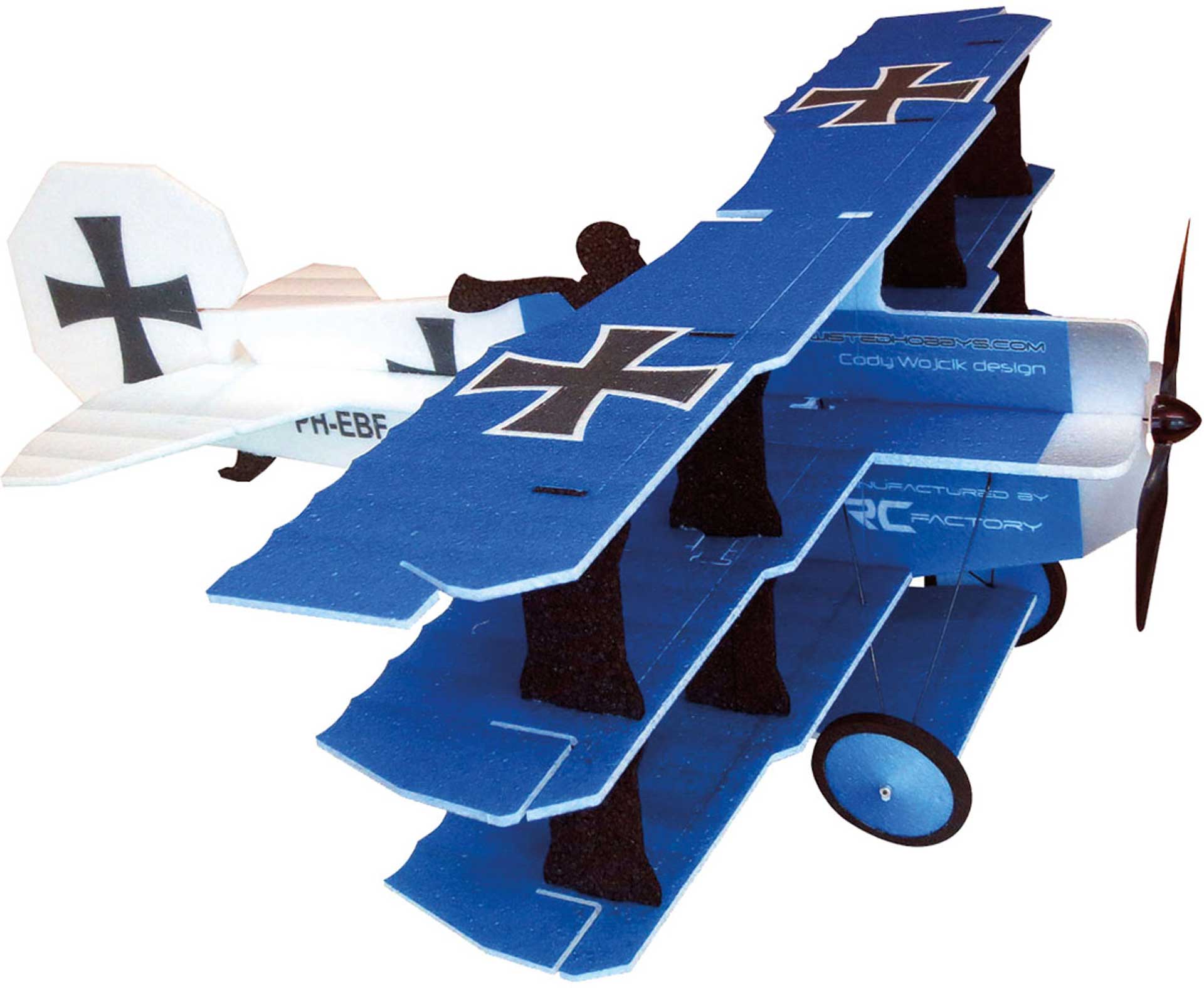 RC-Factory CRACK FOKKER BLUE ARF EPP TRI-PLANE RC-FACTORY