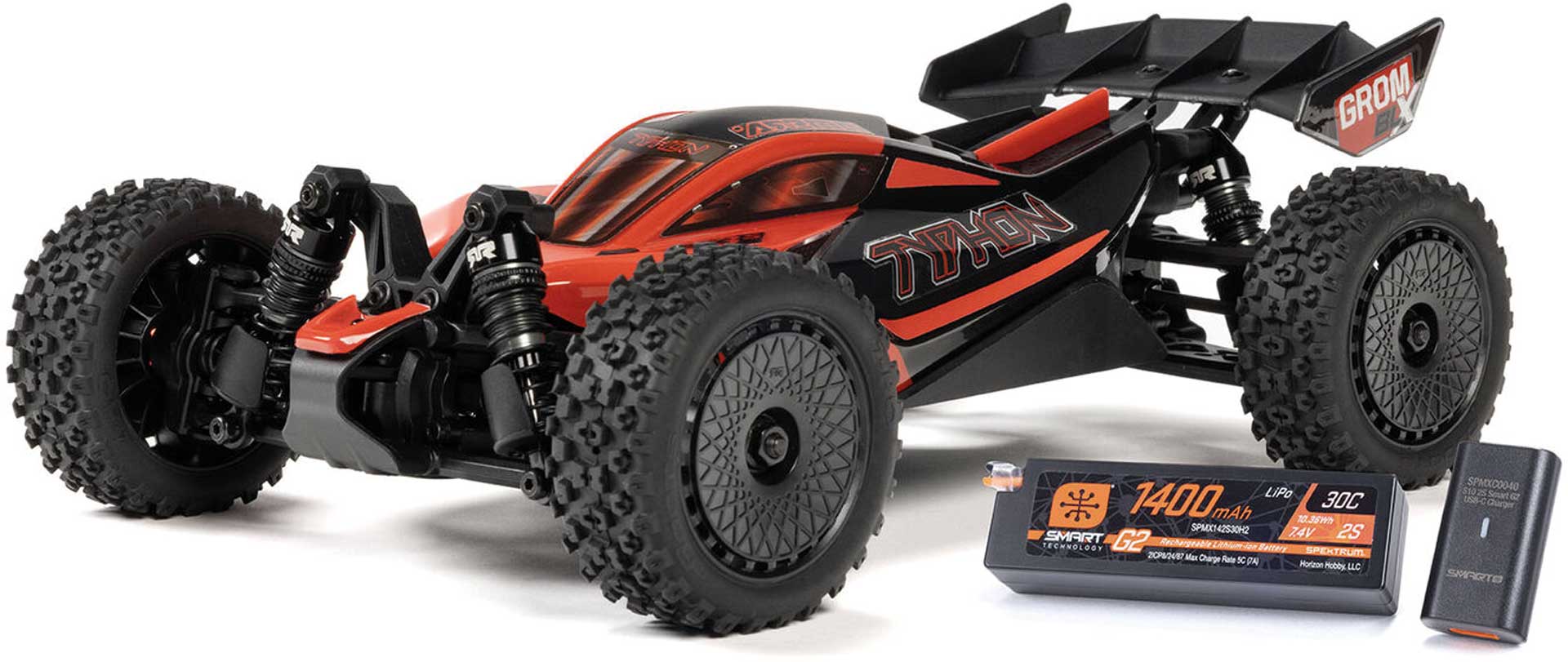 ARRMA TYPHON GROM 223S BLX Brushless 4X4 Small Scale Buggy RTR rouge avec accu et chargeur