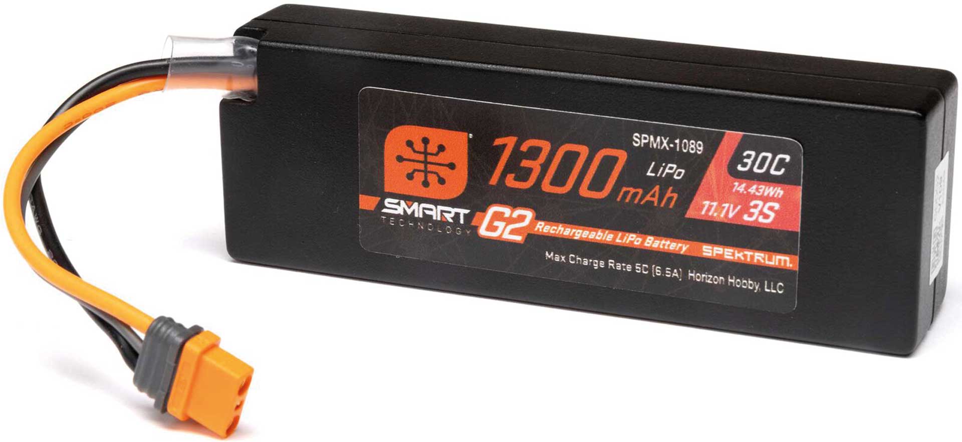 SPEKTRUM 11.1V 1300mAh 3S 30C Smart G2 LiPo: IC2