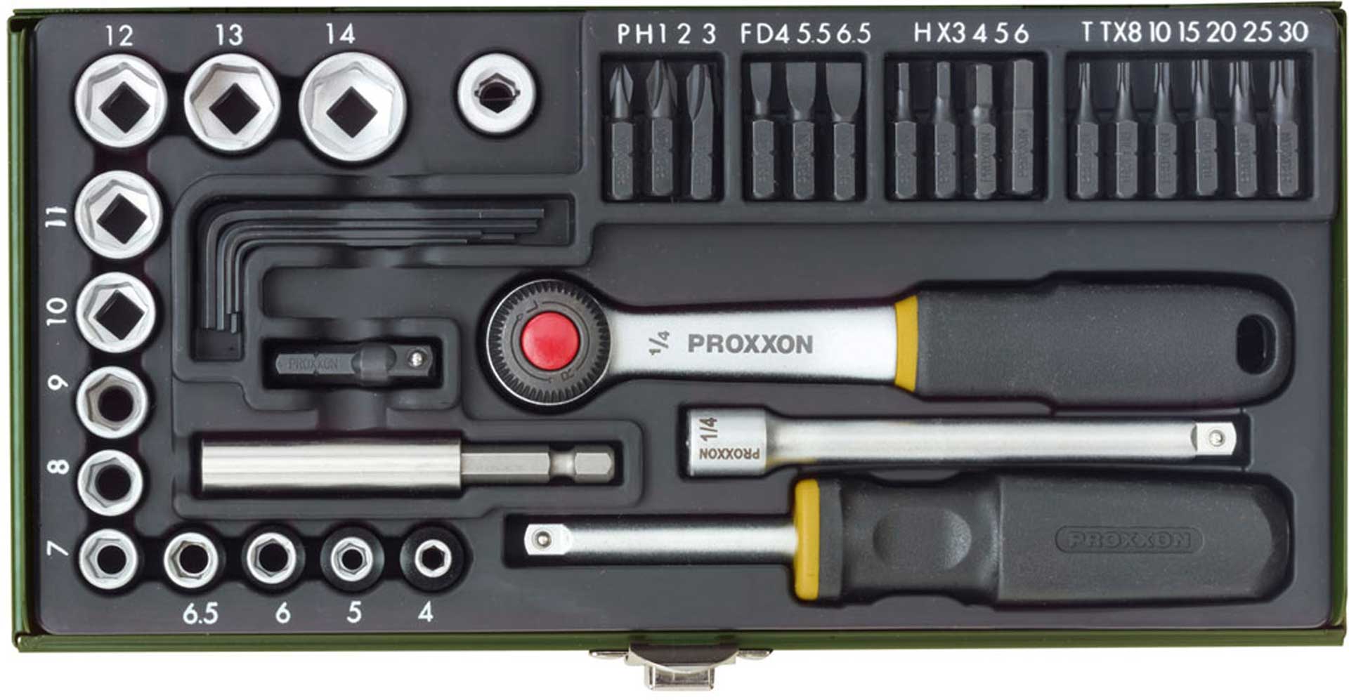 PROXXON 39-PIECE SCREWDRIVER SET 1/4" RATCHET