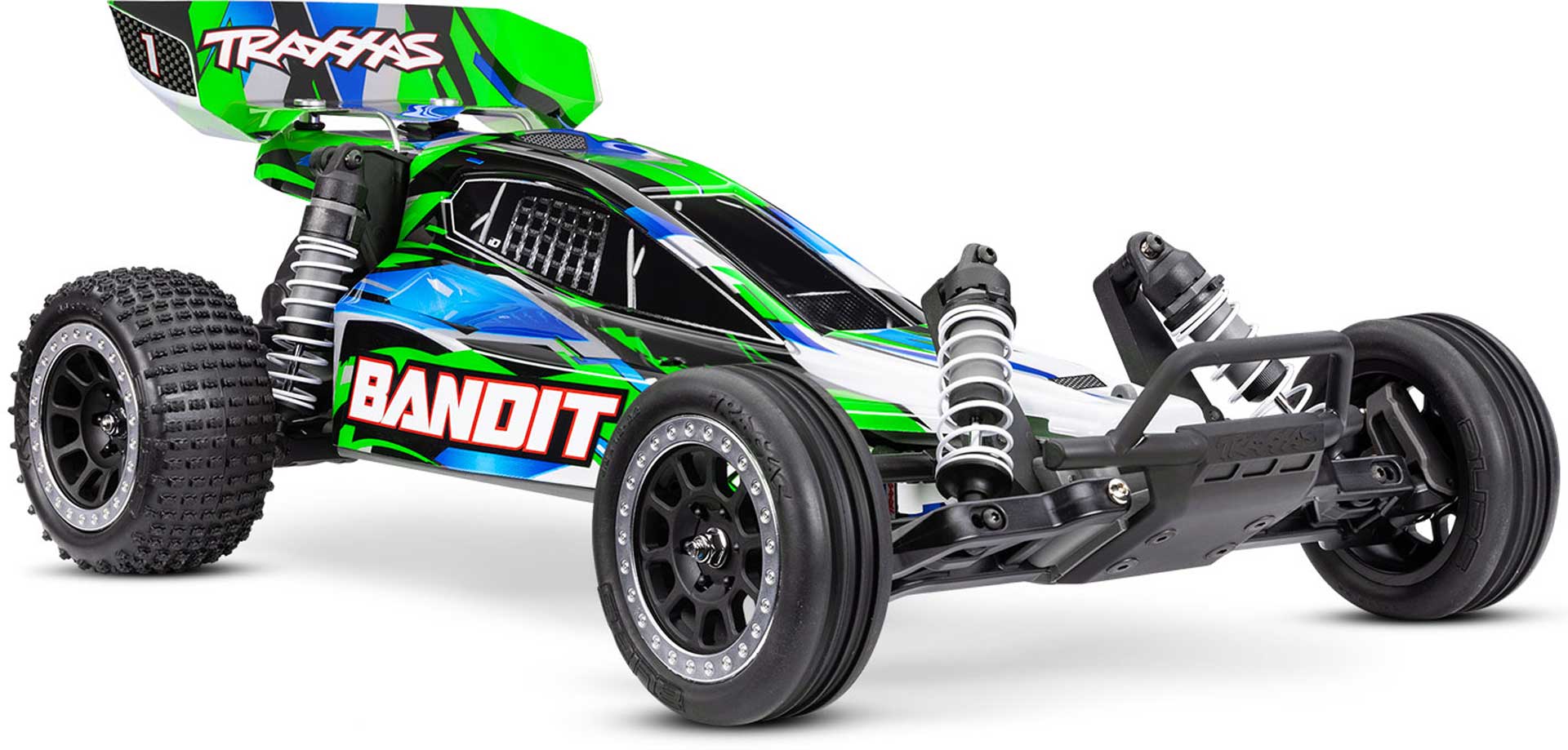 TRAXXAS BANDIT GREEN 1/10 2WD BUGGY RTR BRUSHED, HD, WITH BATTERY AND 4 AMERE USB-C CHARG