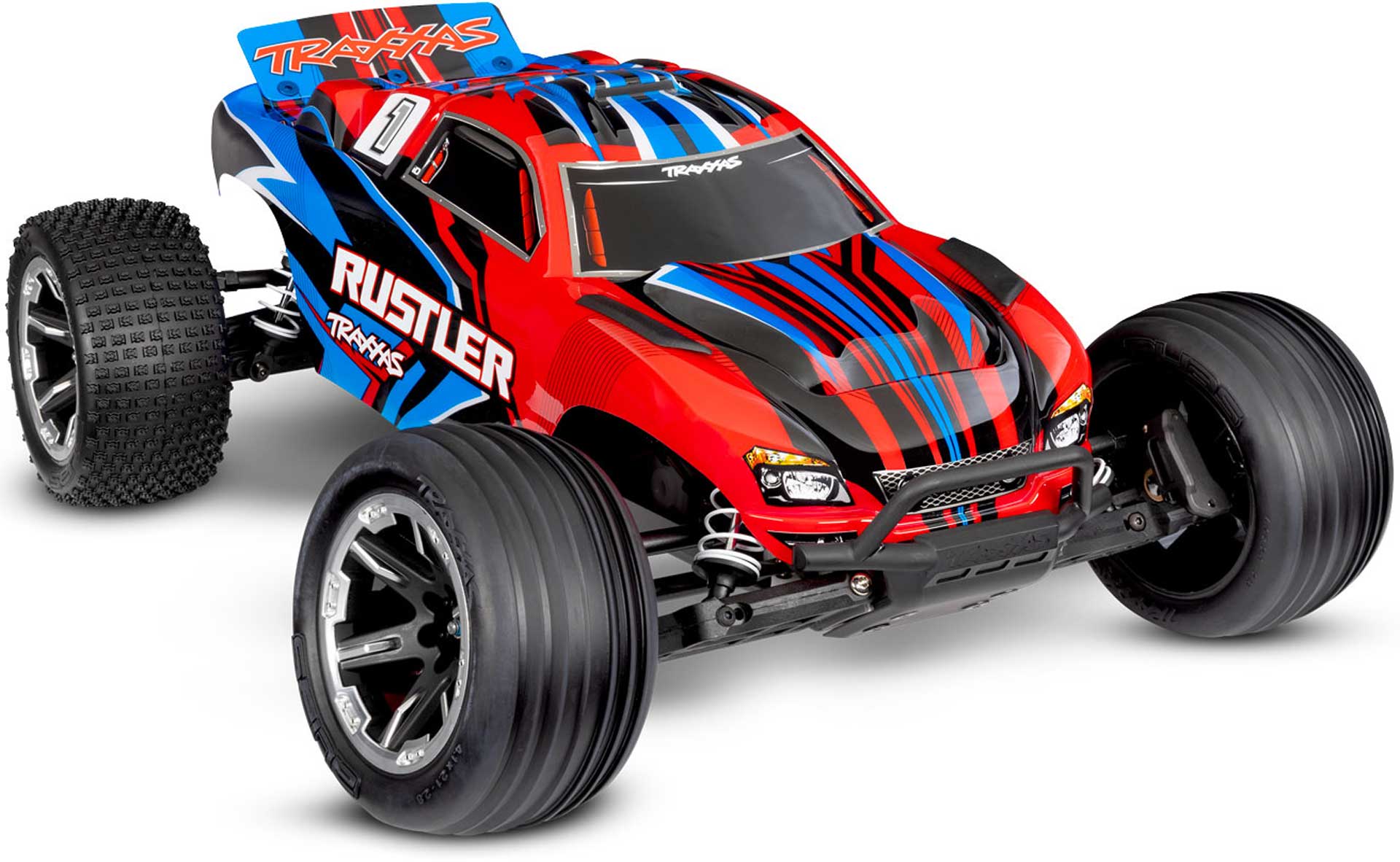 TRAXXAS RUSTLER RED 1/10 2WD STADIUM-TRUCK RTR BRUSHED, HD, WITH BATTERY AND 4AMPER USB