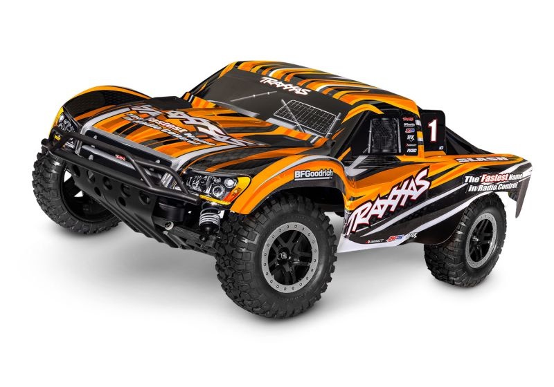 TRAXXAS Slash orange 1/10 2WD Short-Course RTR Brushed, HD, mit Akku und 4Ampere USB-C-Lader & Clipless