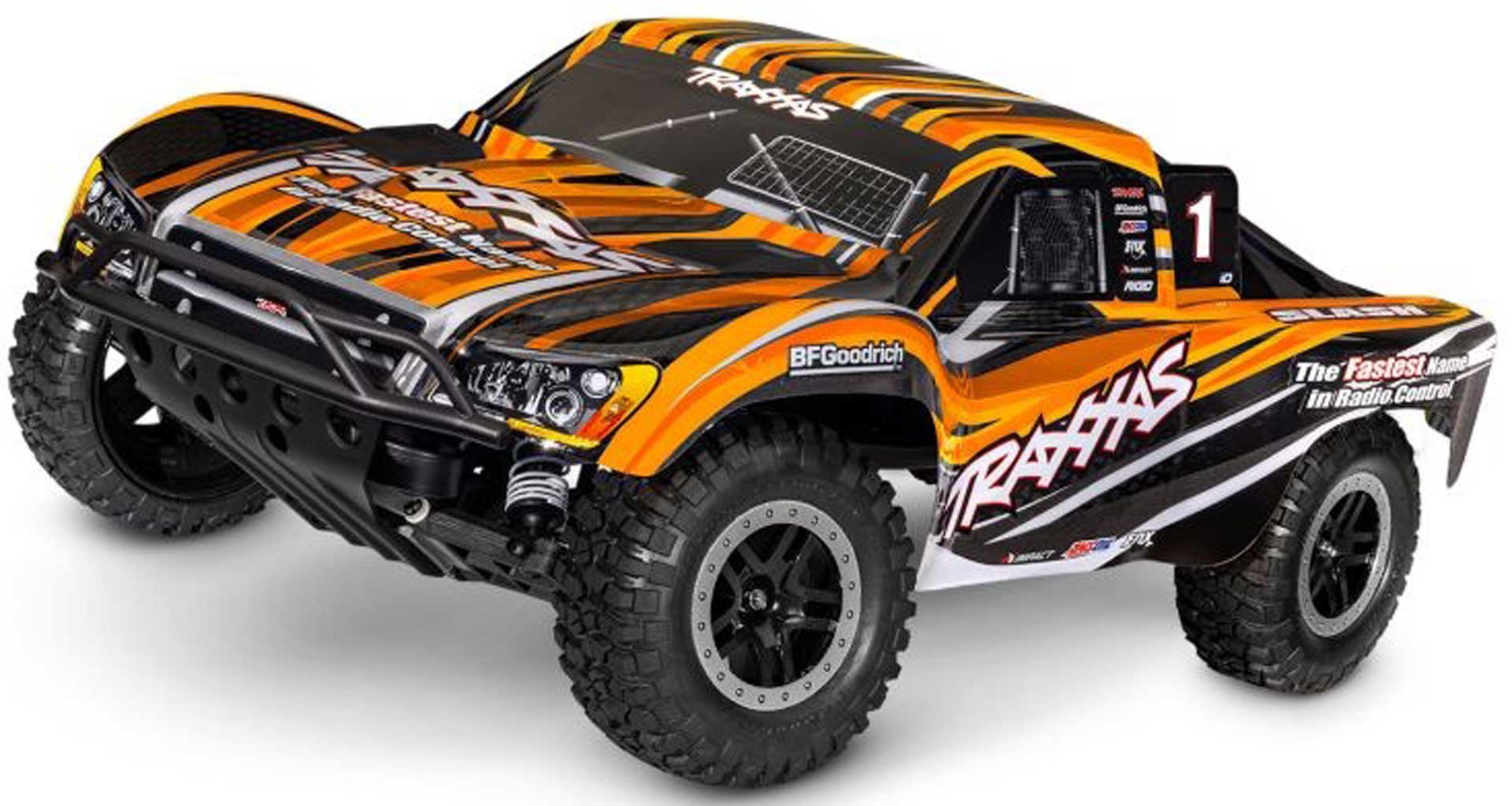 TRAXXAS Slash orange 1/10 2WD Short-Course RTR Brushed, HD, avec batterie et chargeur USB-C 4Ampere & Clipless