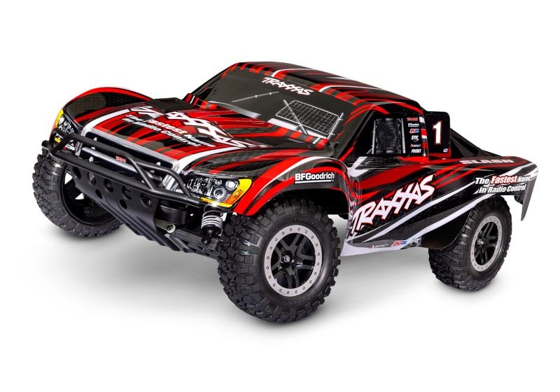 TRAXXAS Slash rot 1/10 2WD Short-Course RTR Brushed, HD, mit Akku und 4Ampere USB-C-Lader & Clipless