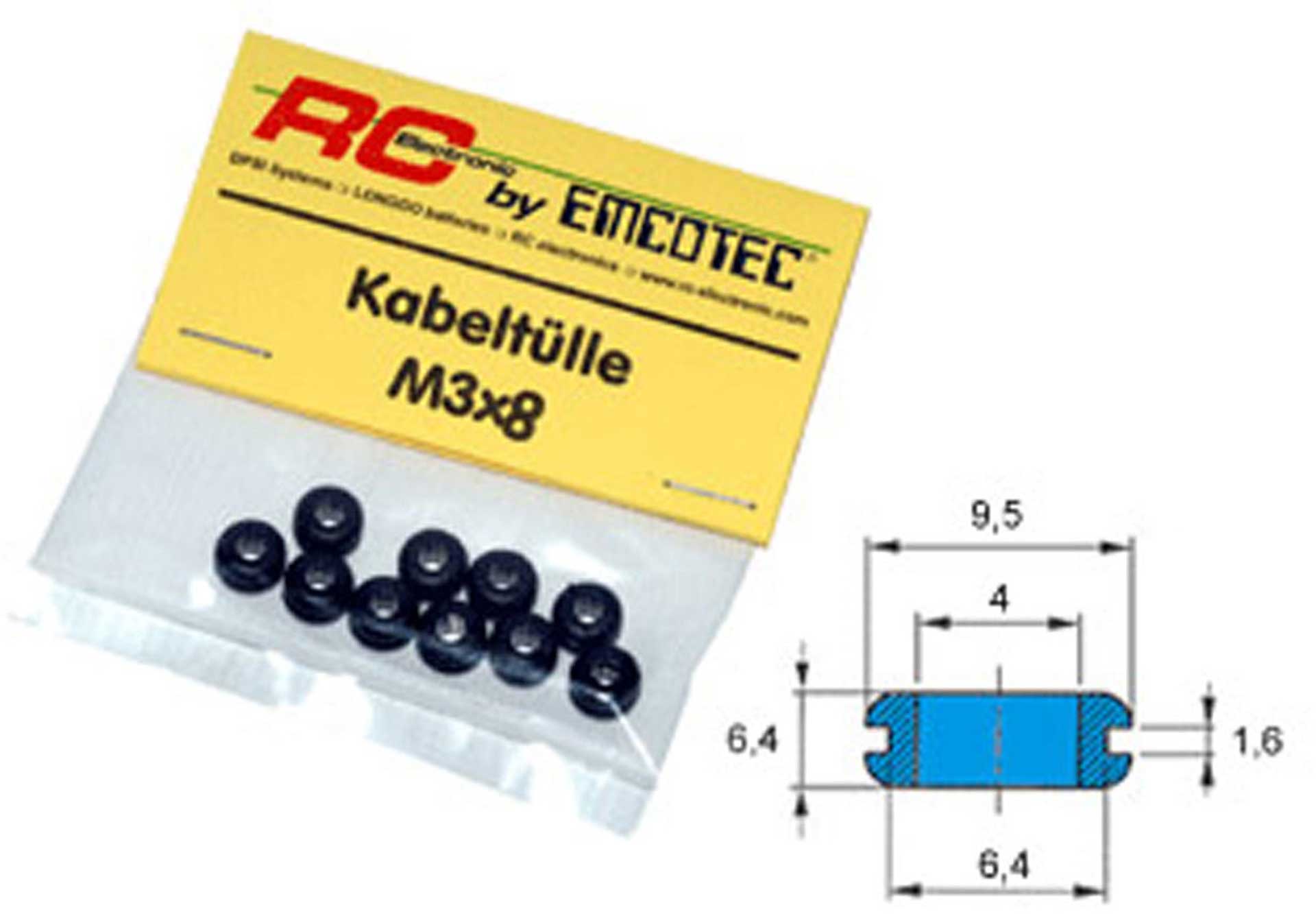 EMCOTEC RUBBER GROMMET 3X8MM 20 PIECES