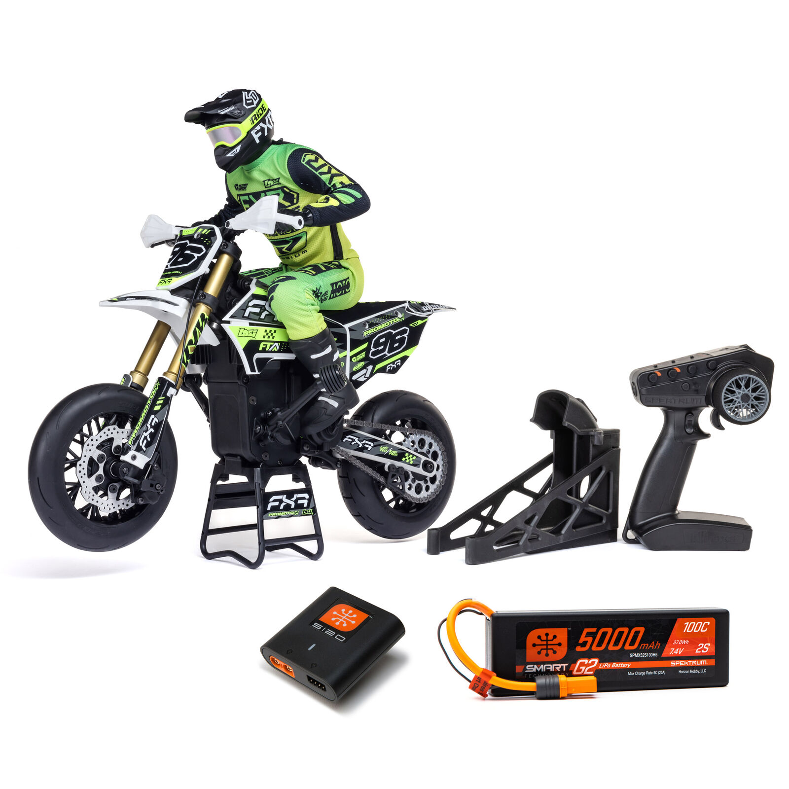 LOSI 1/4 Promoto-SM FXR Supermoto Motorrad RTR (Akku und Ladegerät enthalten), Weiß