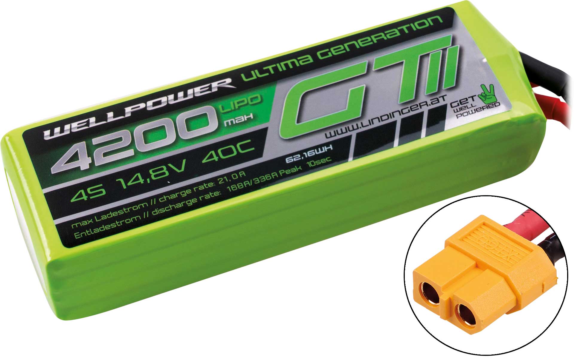 WELLPOWER LIPO AKKU ULTIMA GT II 4200 MAH / 14,8 Volt 4S 40/80C CH5/8 XT-60