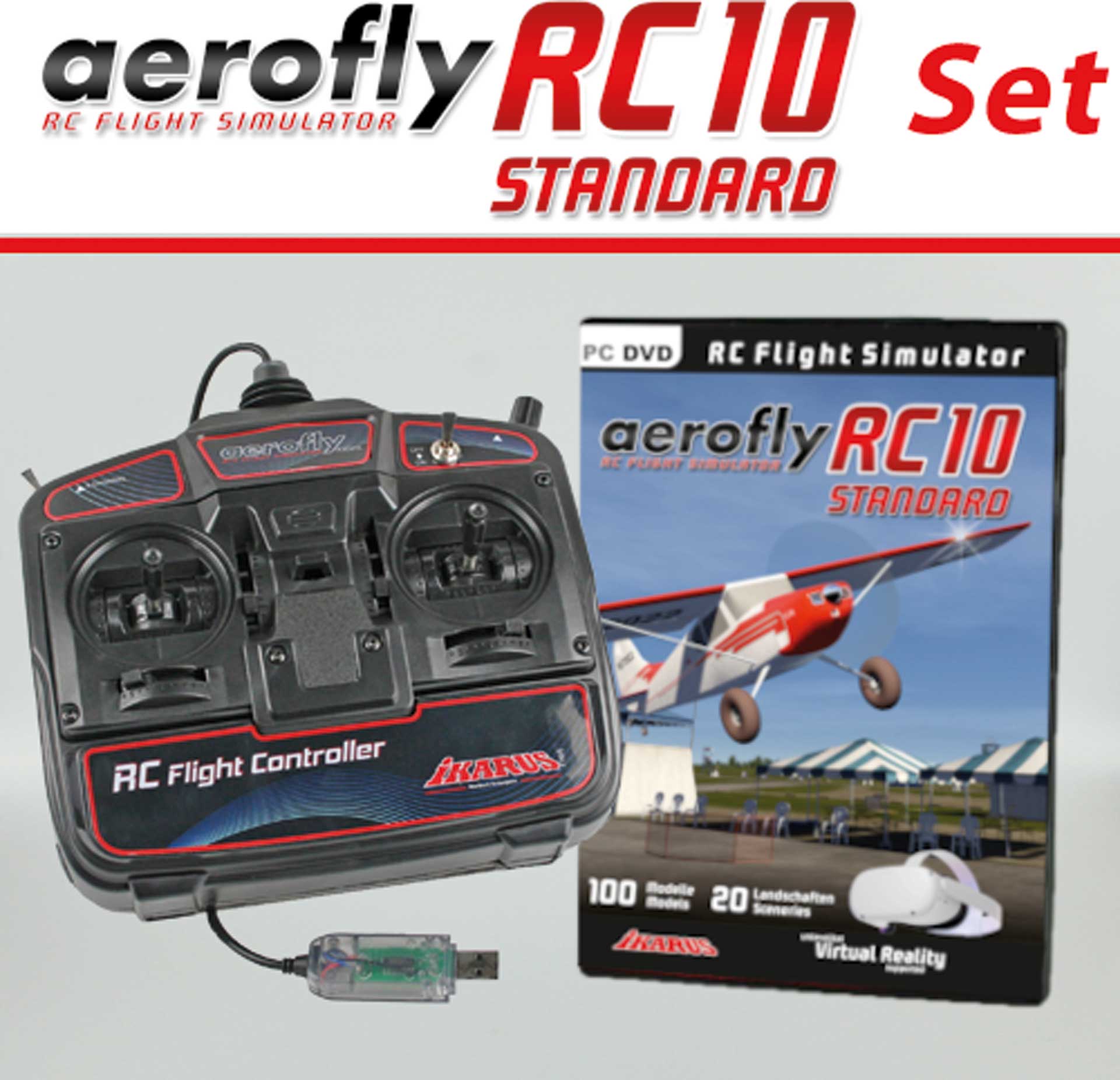 IKARUS Set: Aerofly RC10 "STANDARD" auf DVD mit USB-FlightController