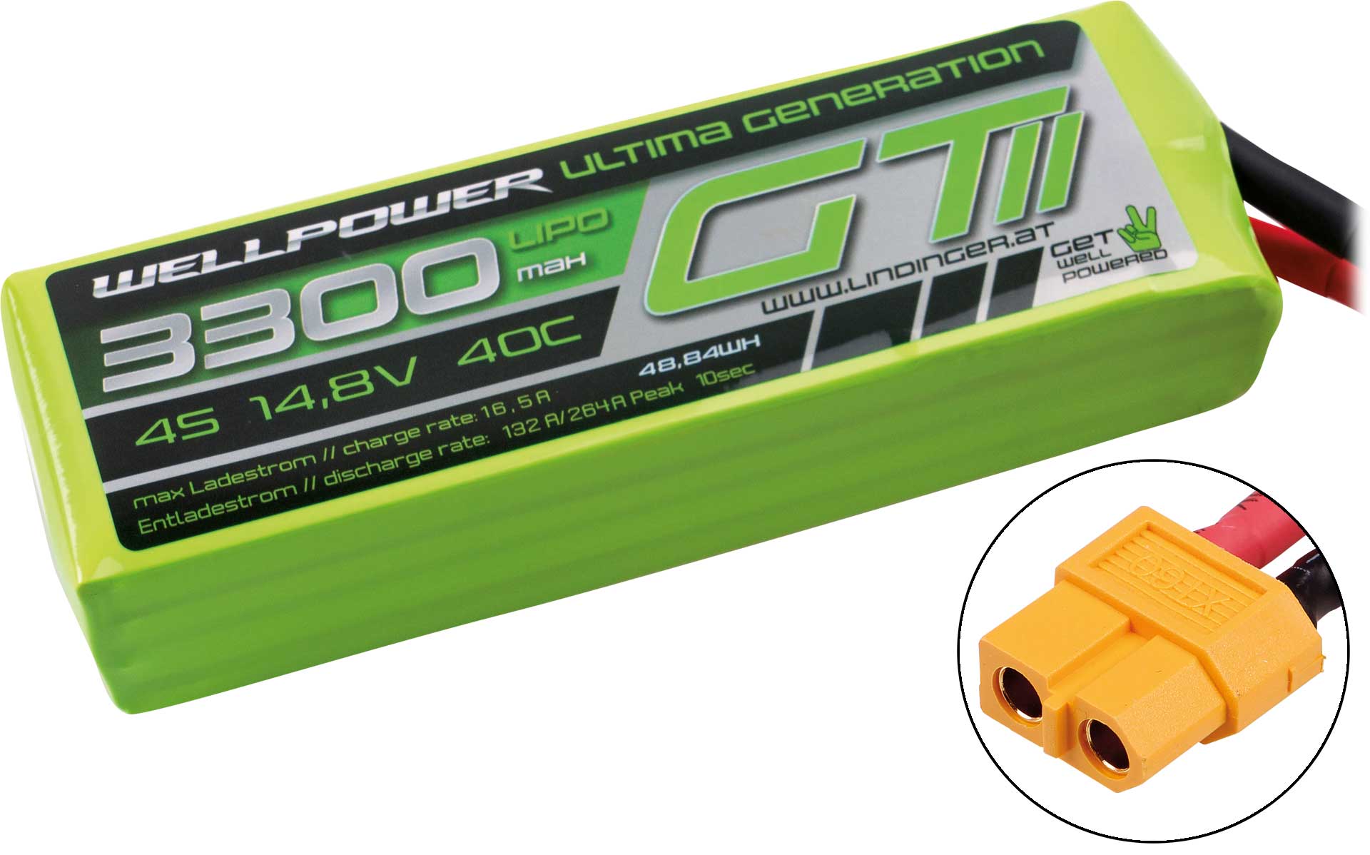 WELLPOWER LIPO AKKU ULTIMA GT II 3300 MAH / 14,8 Volt 4S 40/80C CH5/8 XT-60