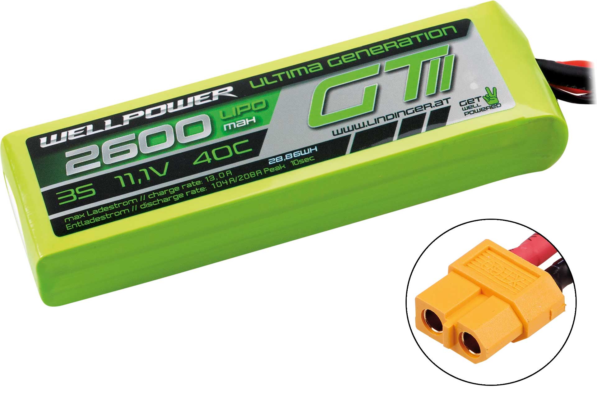 WELLPOWER LIPO AKKU ULTIMA GT II 2600 mAh / 11,1 Volt 3S 40/80C CH5/8 XT-60