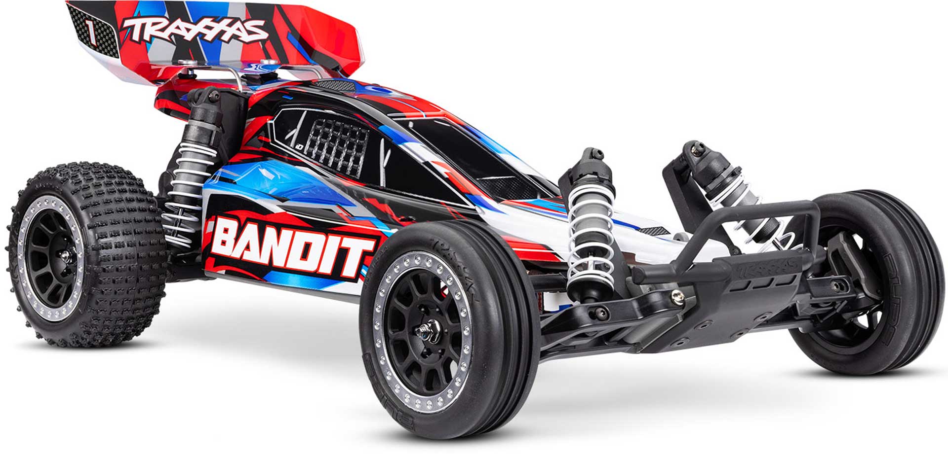 TRAXXAS BANDIT ROT 1/10 2WD BUGGY RTR BRUSHED, HD, MIT AKKU UND 4 AMPERE USB-C-LADER
