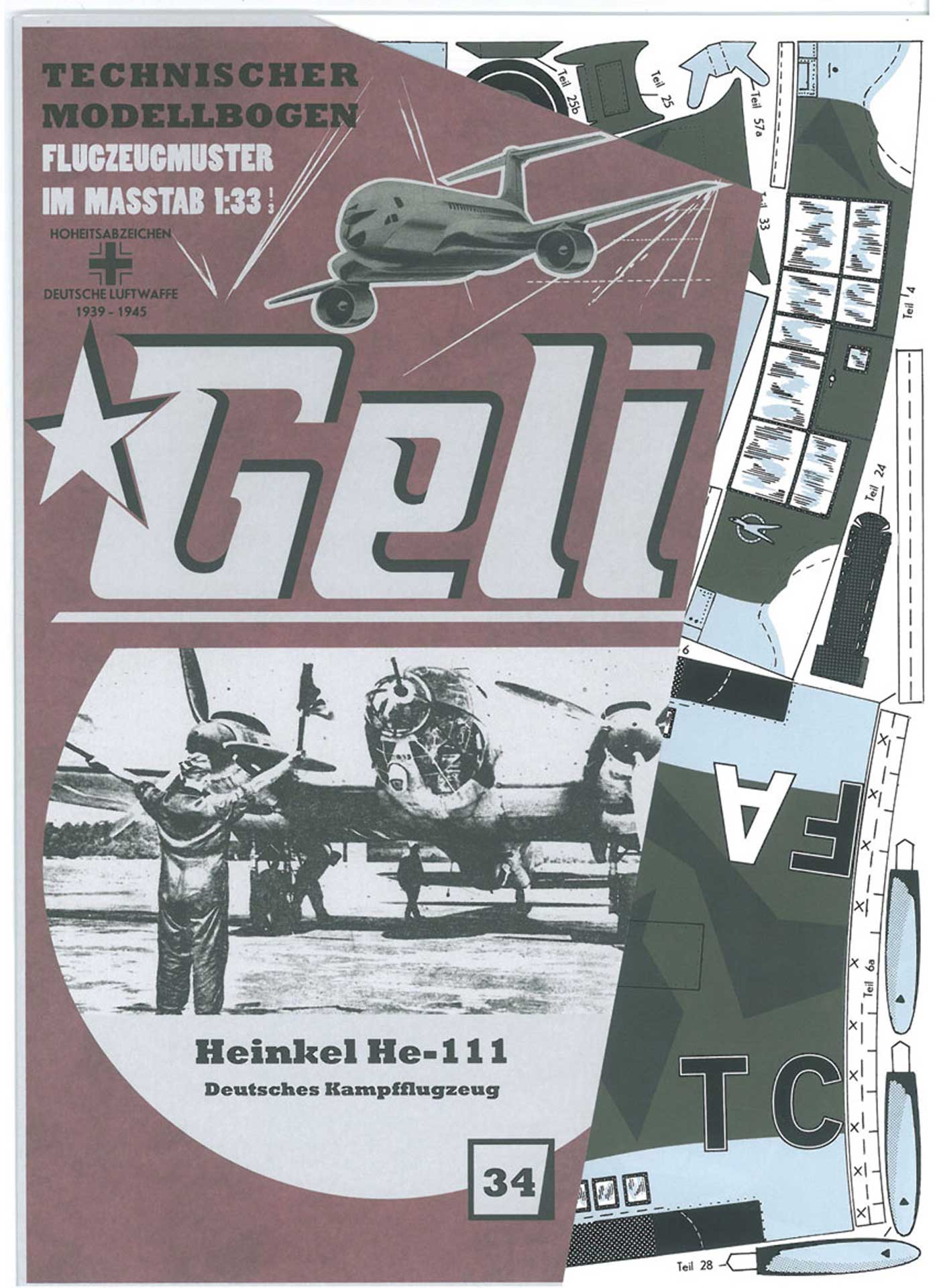 GELI HEINKEL HE-111 CARDBOARD MODEL