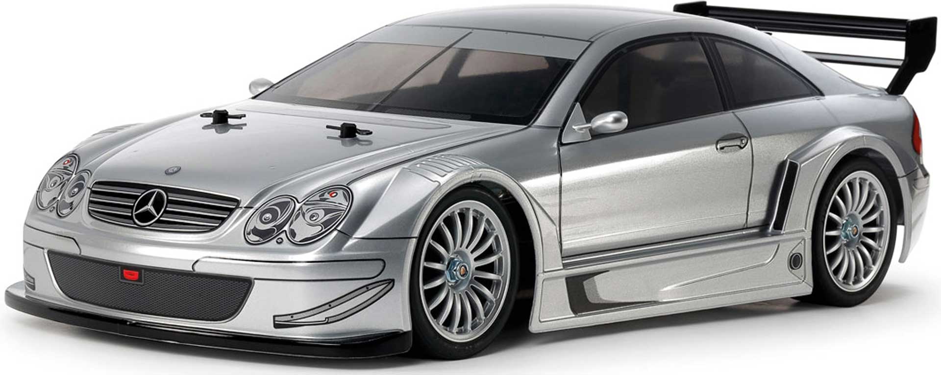 TAMIYA Mercedes-Benz CLK AMG 2002 1/10 TT-02 Bausatz silber lackiert