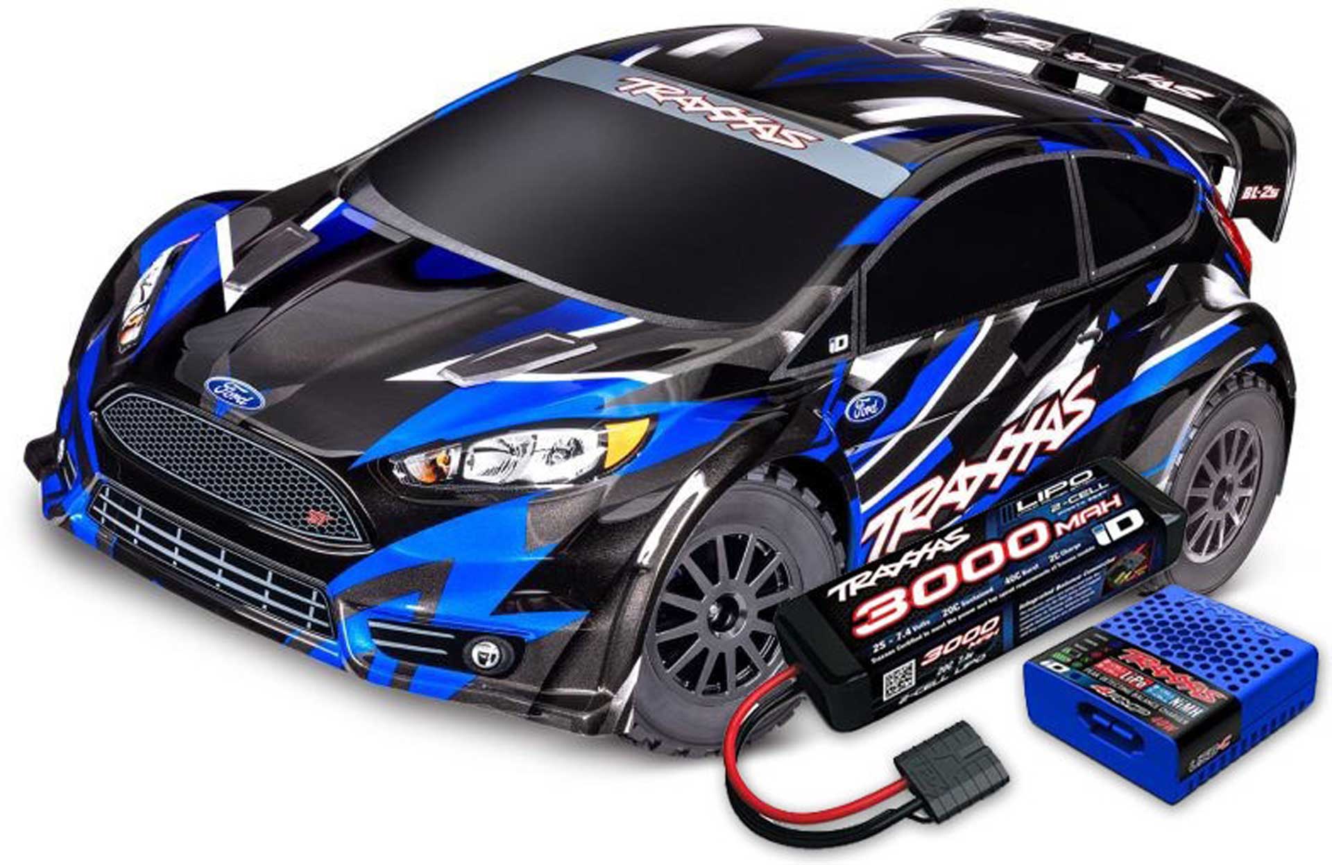 TRAXXAS FORD FIESTA ST 4X4 BL-2S BLUE 1/10 RALLY RTR BL-2S SET WITH FREE LIPO BATTERY AND