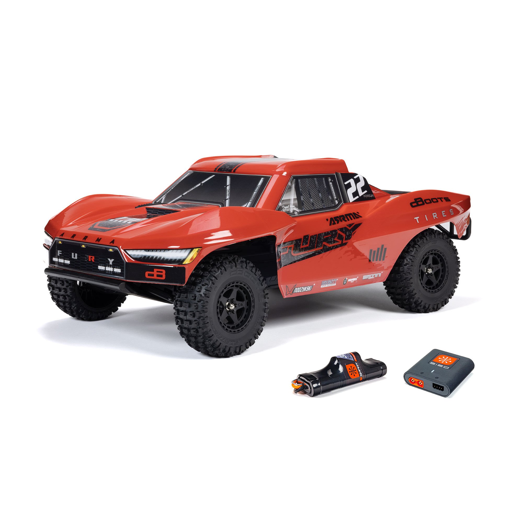 ARRMA FURY MEGA 550 1/10 2WD Short Course Truck RTR mit Akku & Ladegerät, Rot