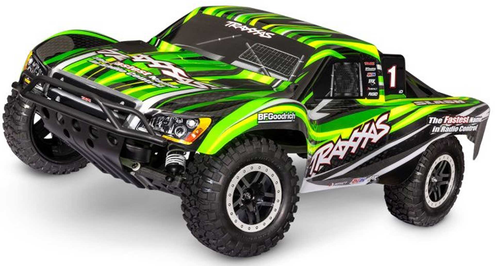 TRAXXAS Slash grün 1/10 2WD Short-Course RTR Brushed, HD, mit Akku und 4Ampere USB-C-Lader & Clipless