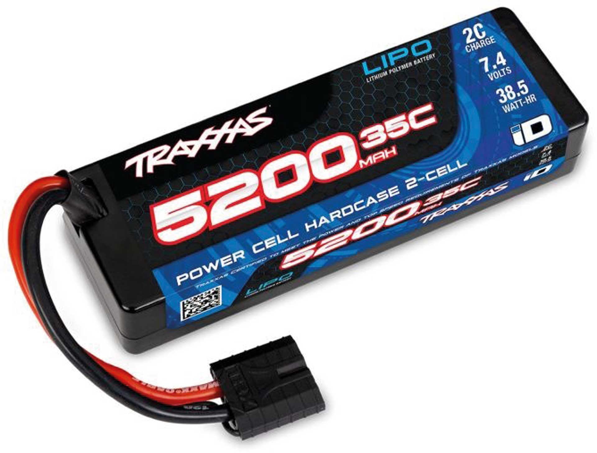 TRAXXAS LiPo Power Cell 5200mAh 7,4V 2s 35C Boîtier rigide avec connecteur ID (L139xH25xL47mm)