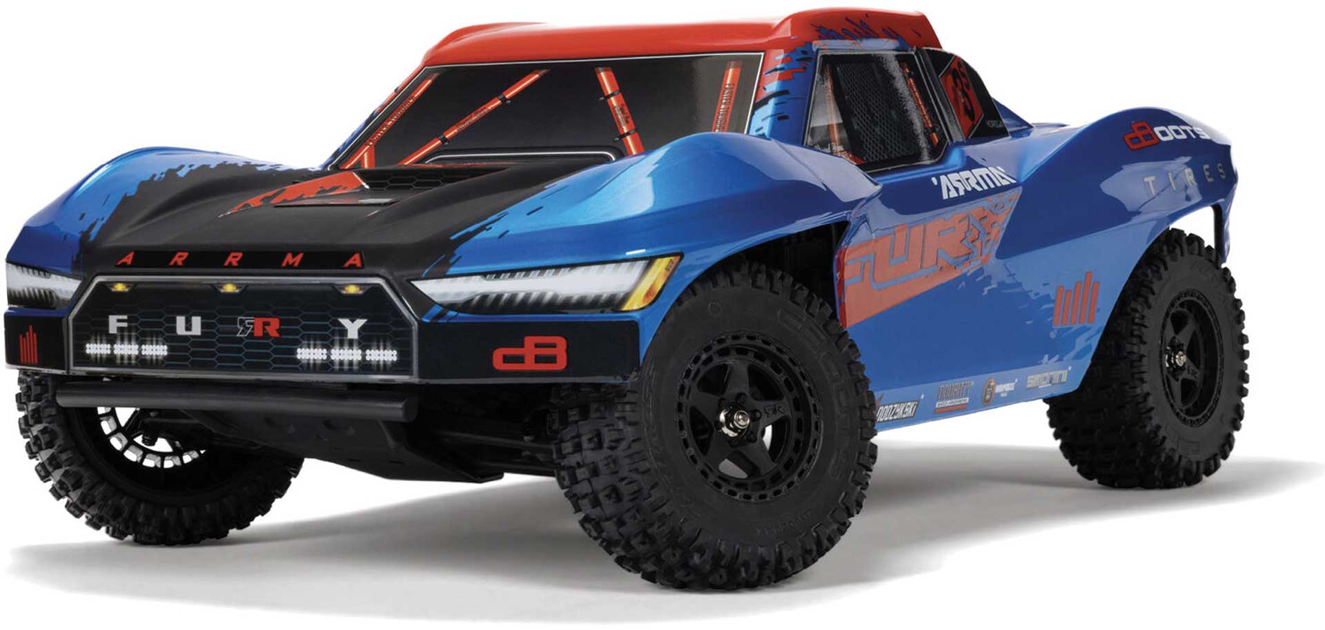 ARRMA FURY 223S BLX Brushless 1/10 2WD Short Course Truck RTR avec DSC, bleu